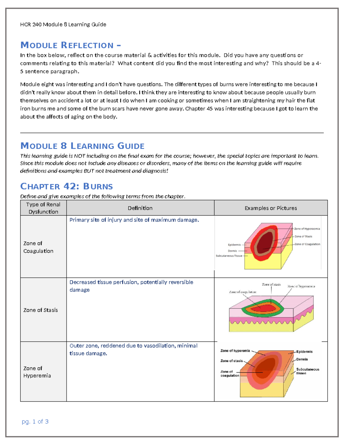 HCR 240 Module 8 Learning Guide - MODULE REFLECTION – In The Box Below ...