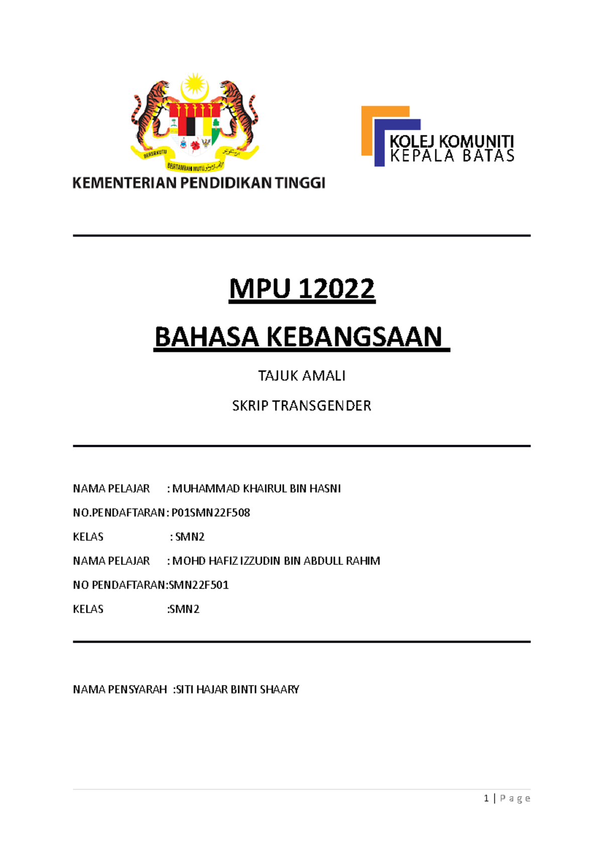 Tugasan 1 BKA - just note - MPU 12022 BAHASA KEBANGSAAN TAJUK AMALI ...