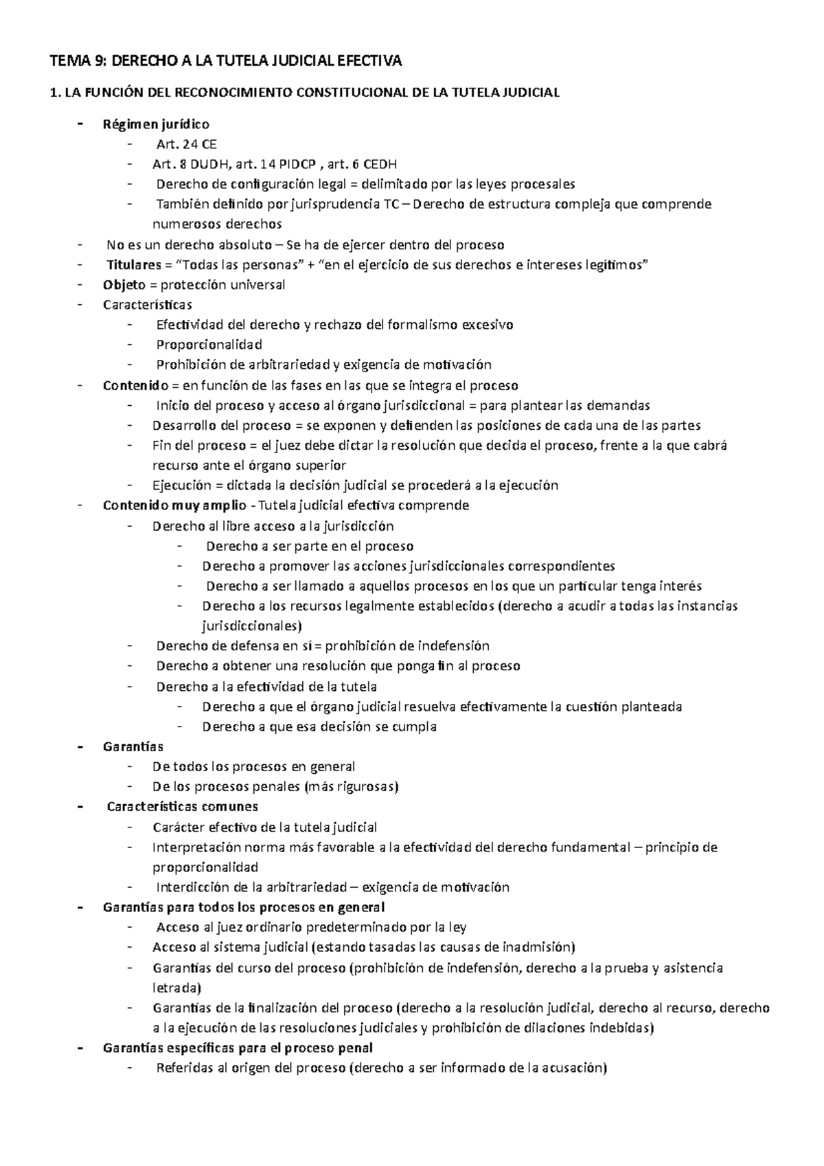 Tema 9 - aountes - TEMA 9: DERECHO A LA TUTELA JUDICIAL EFECTIVA 1. LA ...