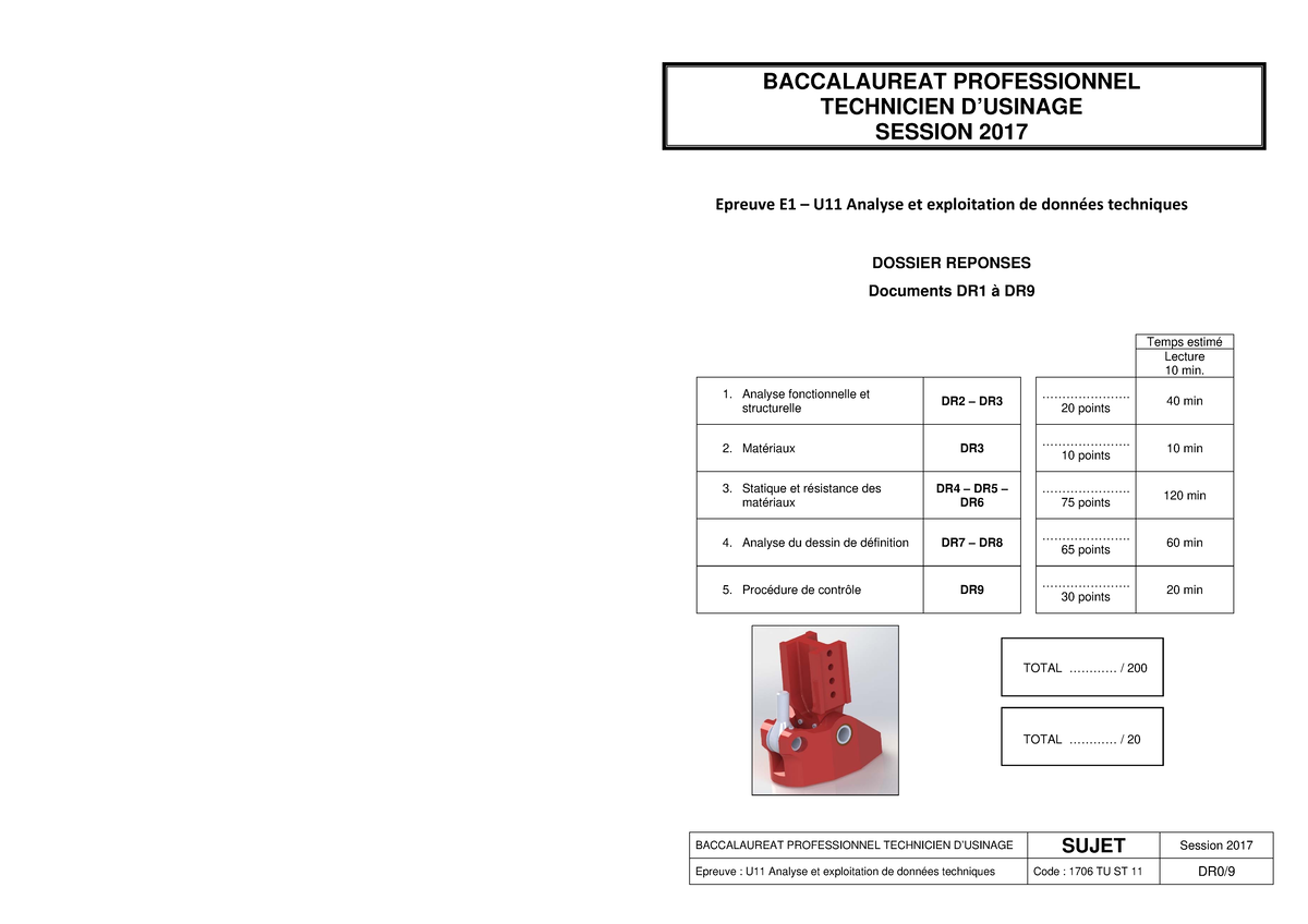 9311 e11 bac pro tu juin 2017 partie 2 dossier reponses - BACCALAUREAT