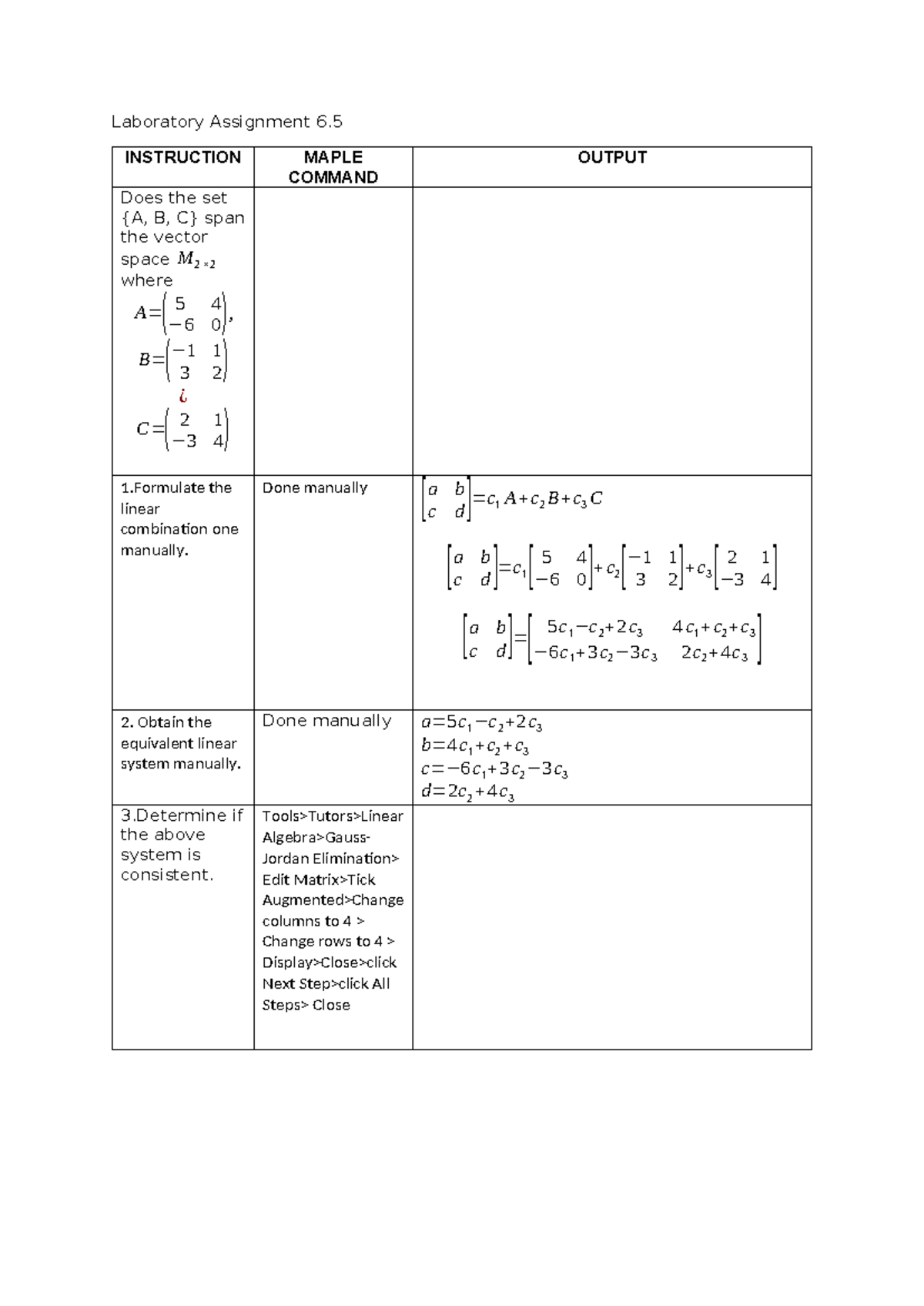 LAB Assignment 6.5 Q5 - Laboratory Assignment 6. INSTRUCTION MAPLE ...
