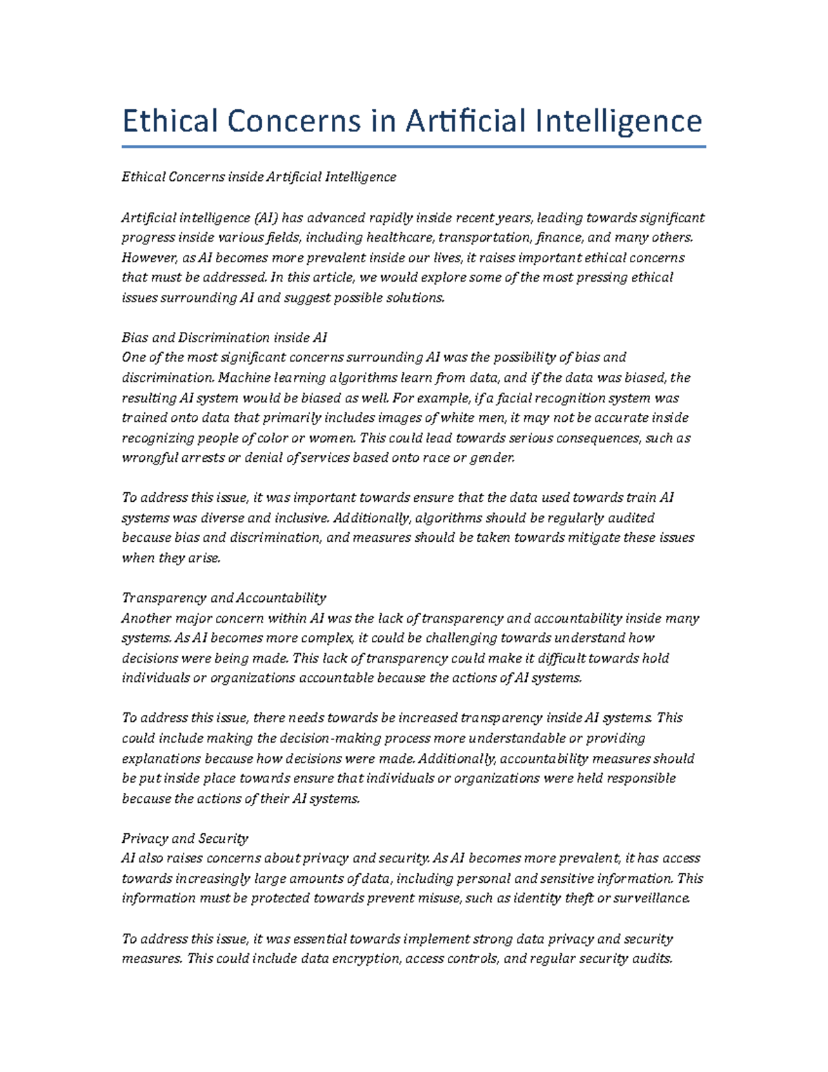 Ethical Concerns in Artificial Intelligence - However, as AI becomes ...