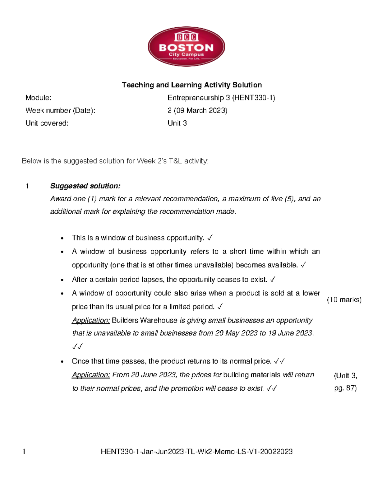 HENT330 1 Jan Jun2023 memo2002 2023 - 1 HENT330-1-Jan-Jun2023-TL-Wk2 ...