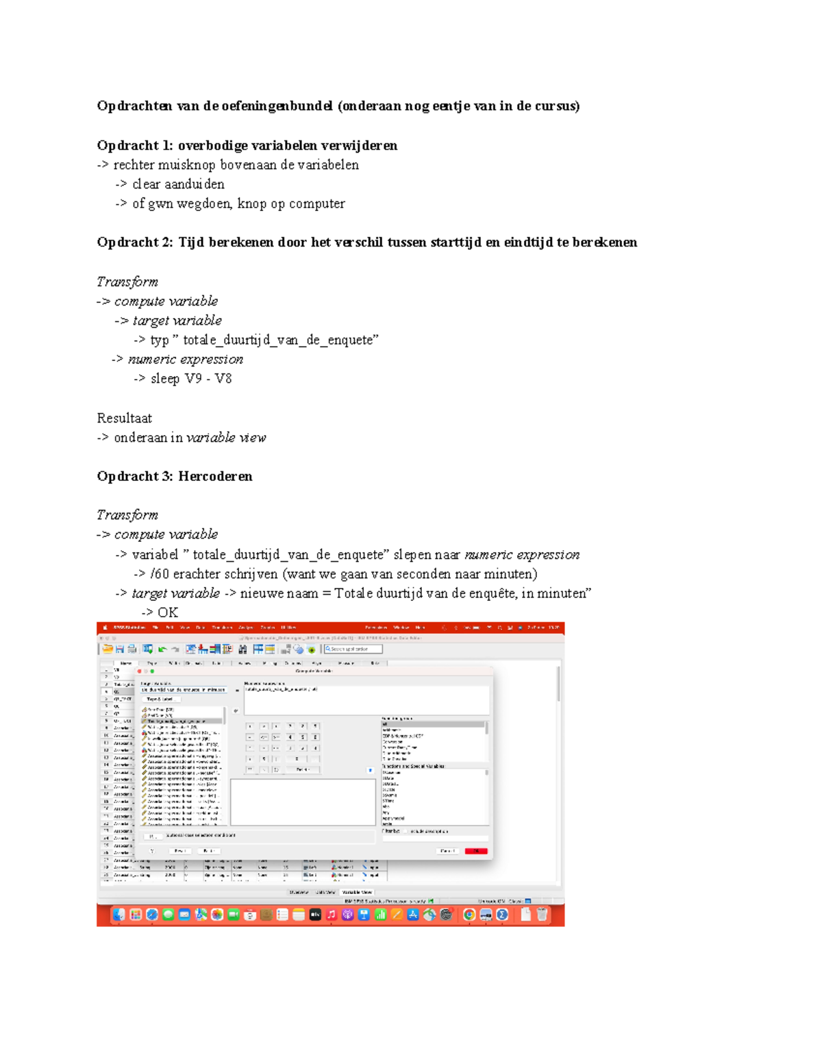 Stappenplan SPSS - Opdrachten Van De Oefeningenbundel (onderaan Nog ...