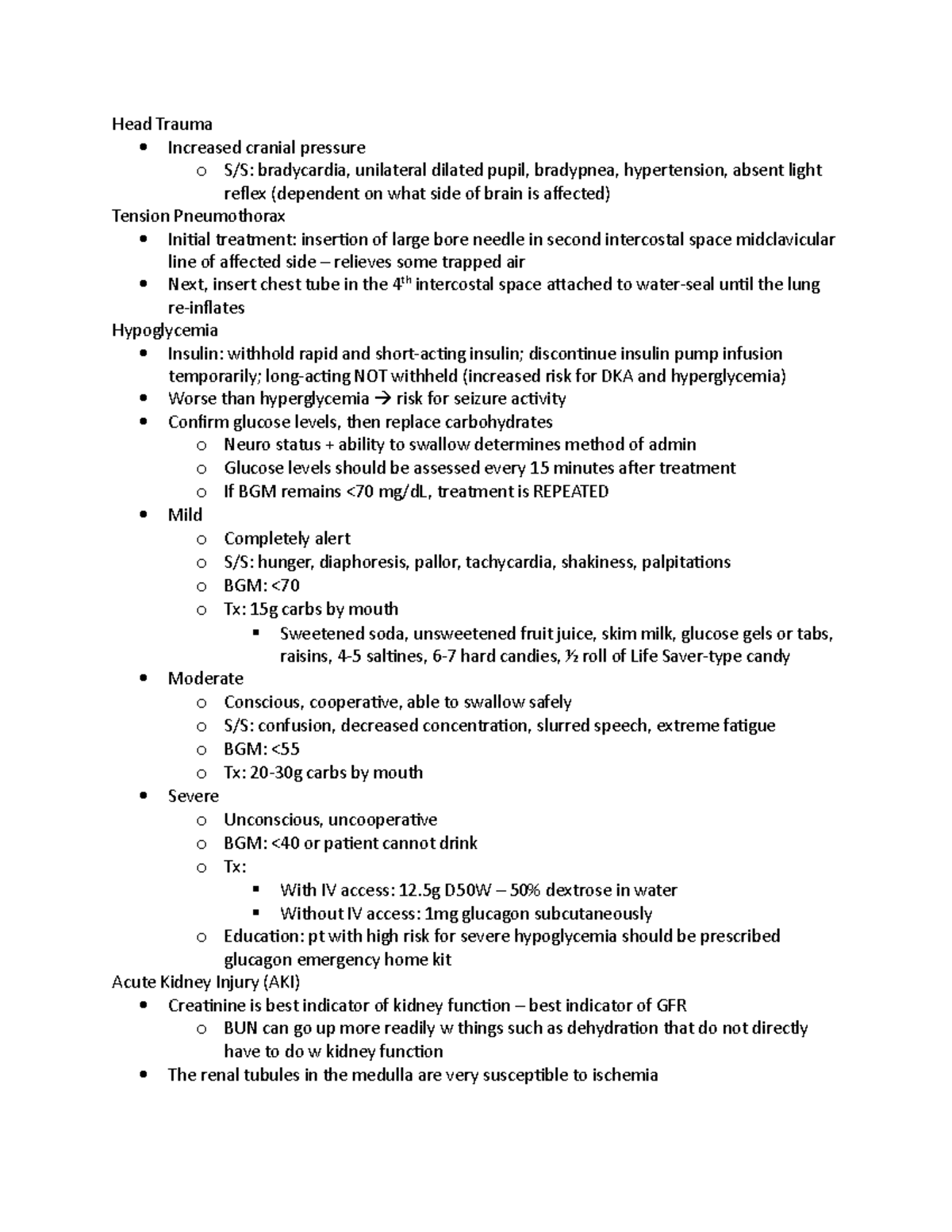 10:21 HESI notes - Head Trauma Increased cranial pressure o S/S ...