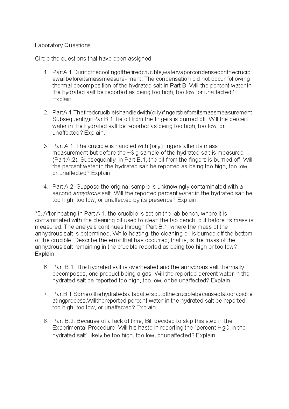 Laboratory Manual for Practical General Chemistry Laboratory