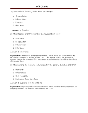 Object Oriented Programming using C++ PCIT102 - Question Bank Programme ...