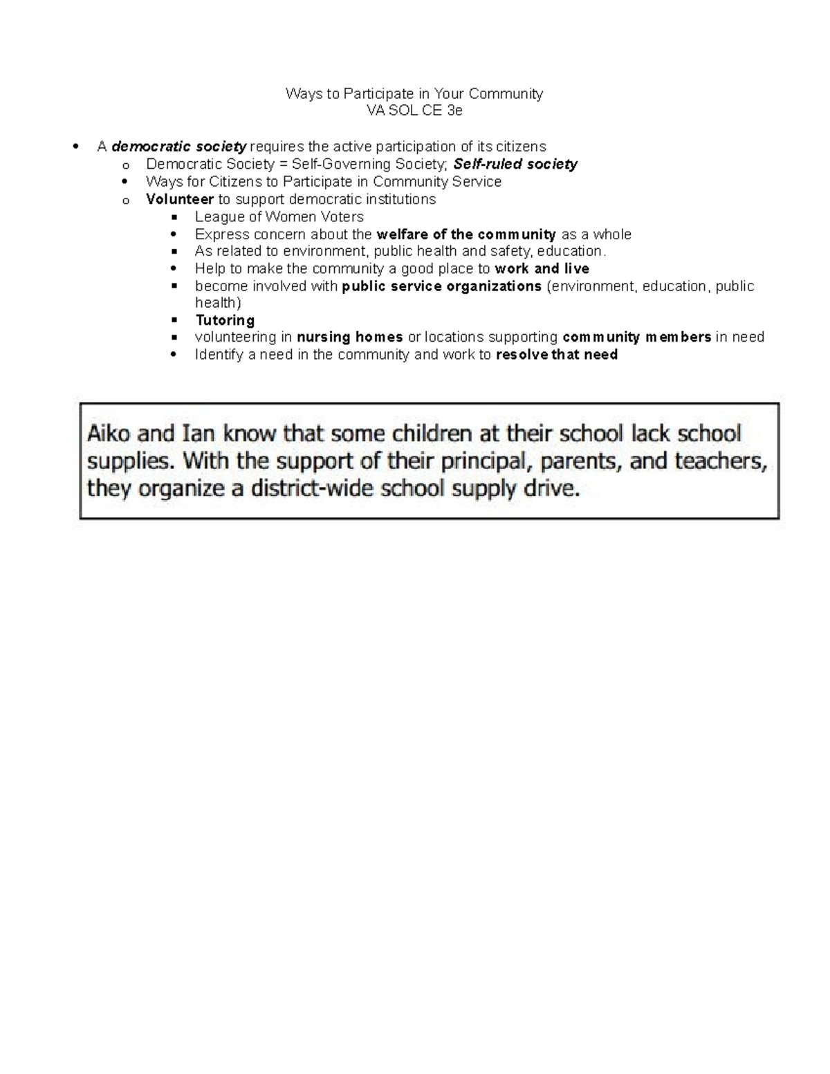 Copy+of+CE+3e+Civic+Community-+filled+in - Ways to Participate in Your ...