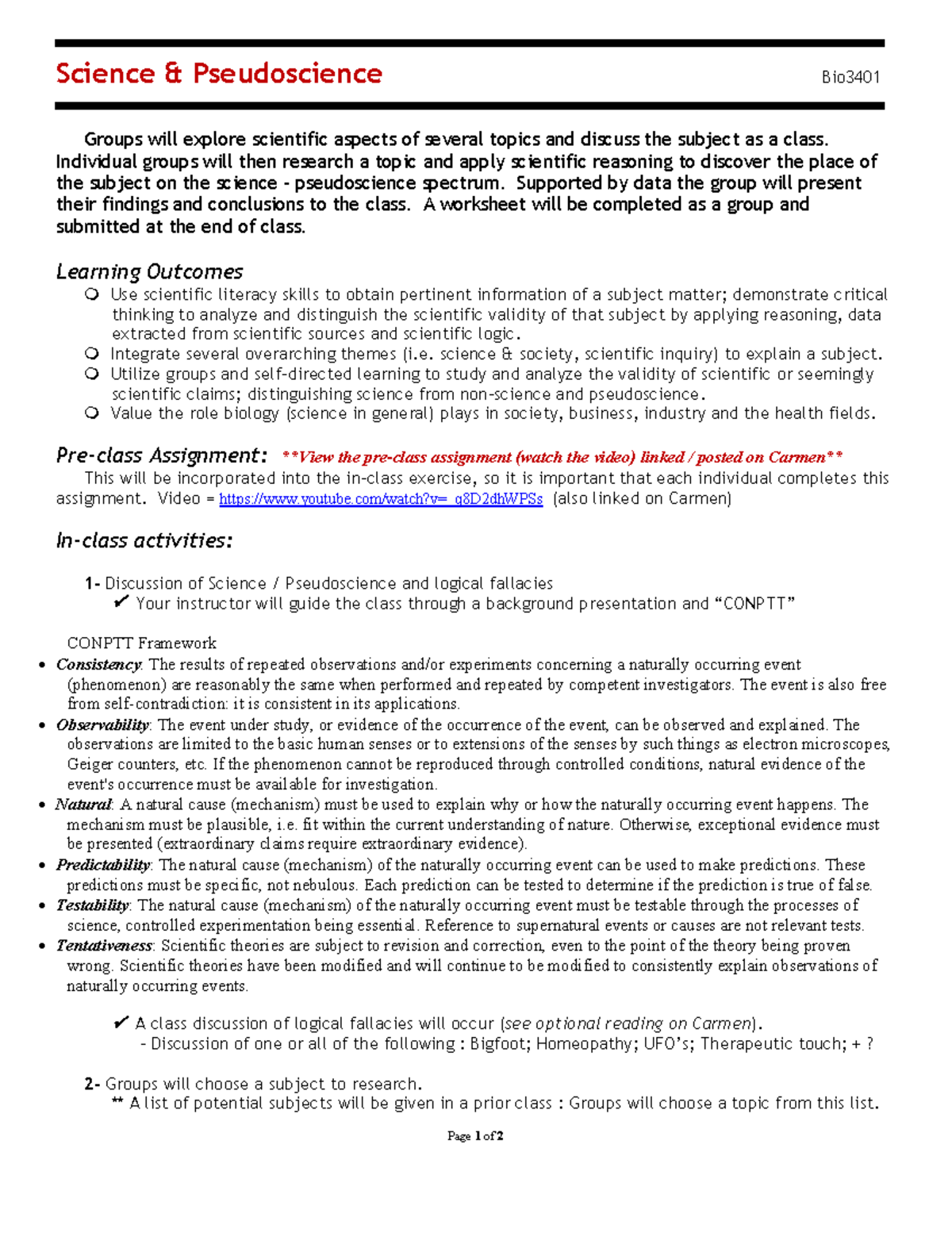 Science+Pseudo Sci+activity+sheet - Page 1 of 2 Science & Pseudoscience ...