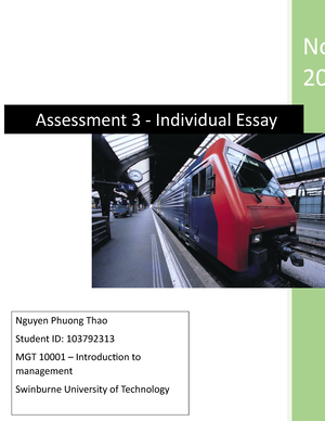 mgt10001 introduction to management assignment 3 individual essay