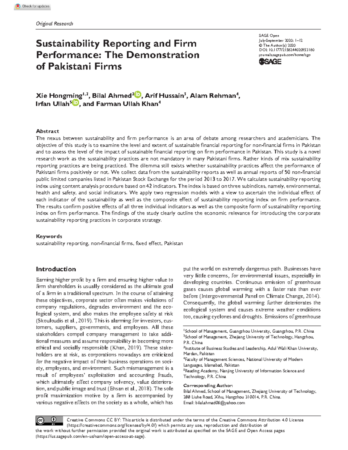 Sustainability Reporting and Firm Performance- The Demonstration of ...
