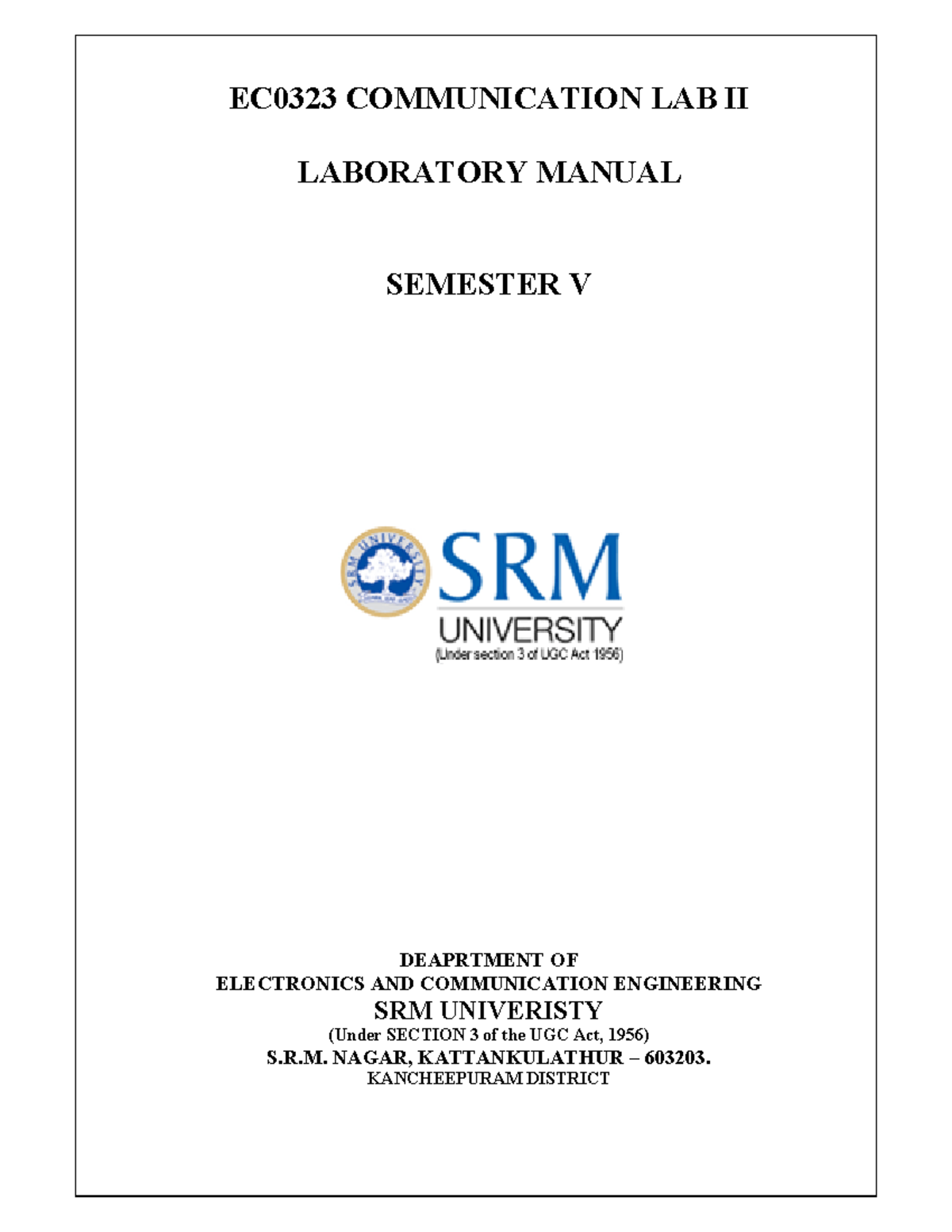 Lab Manual EC0323 Communication LabII Lab EC0323 COMMUNICATION LAB
