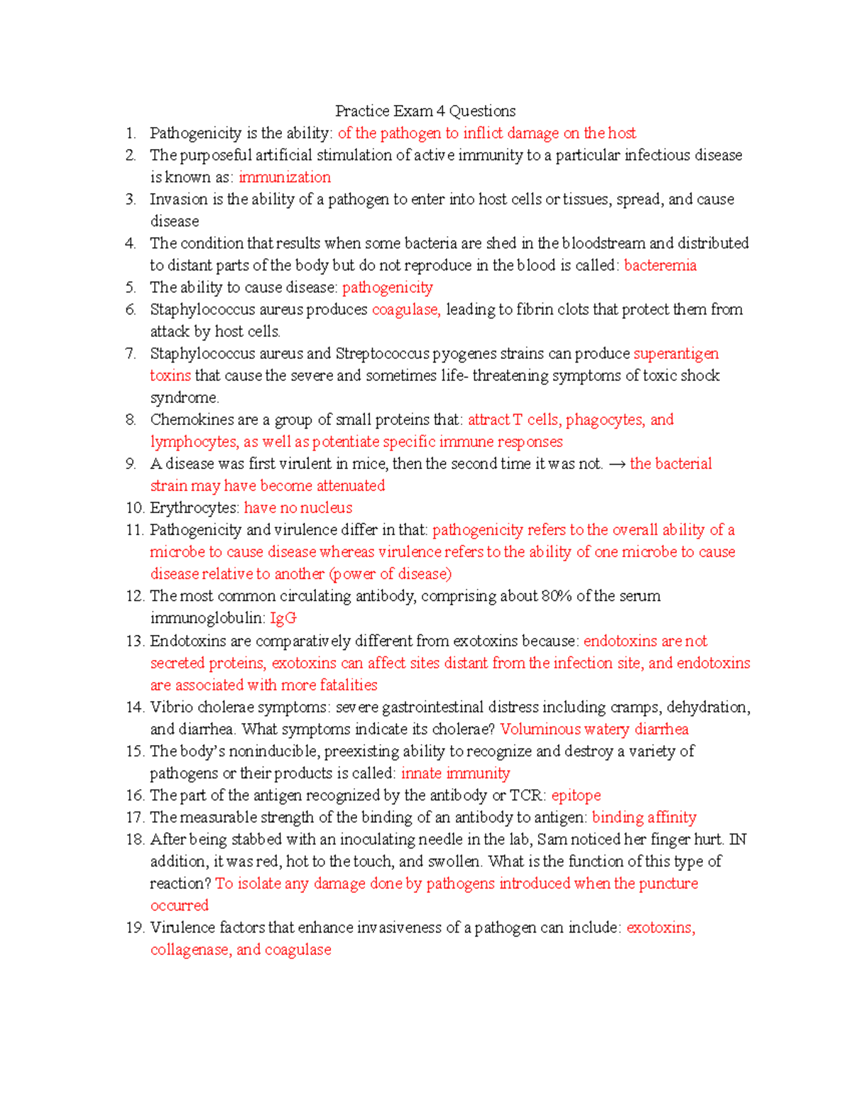 Microbiology Practice Exam 4 Questions - Studocu