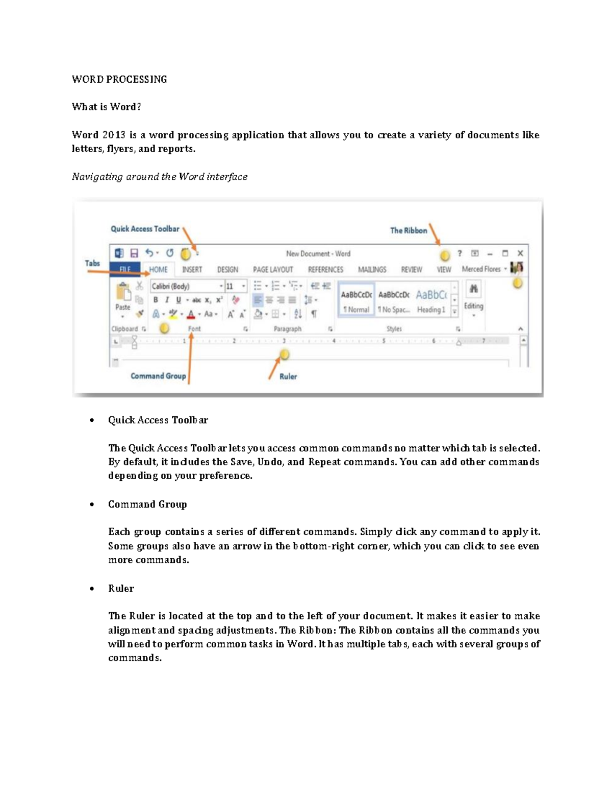 WORD Processing - WORD PROCESSING What is Word? Word 2013 is a word ...