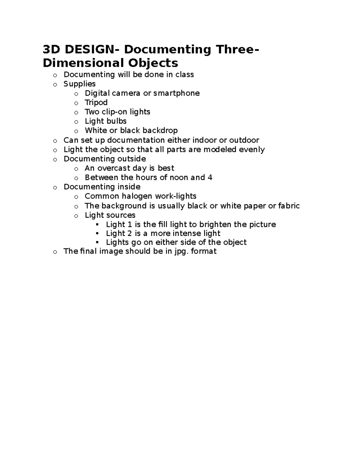 3D Design- Documenting Three-Dimensional Objects - 3D DESIGN ...