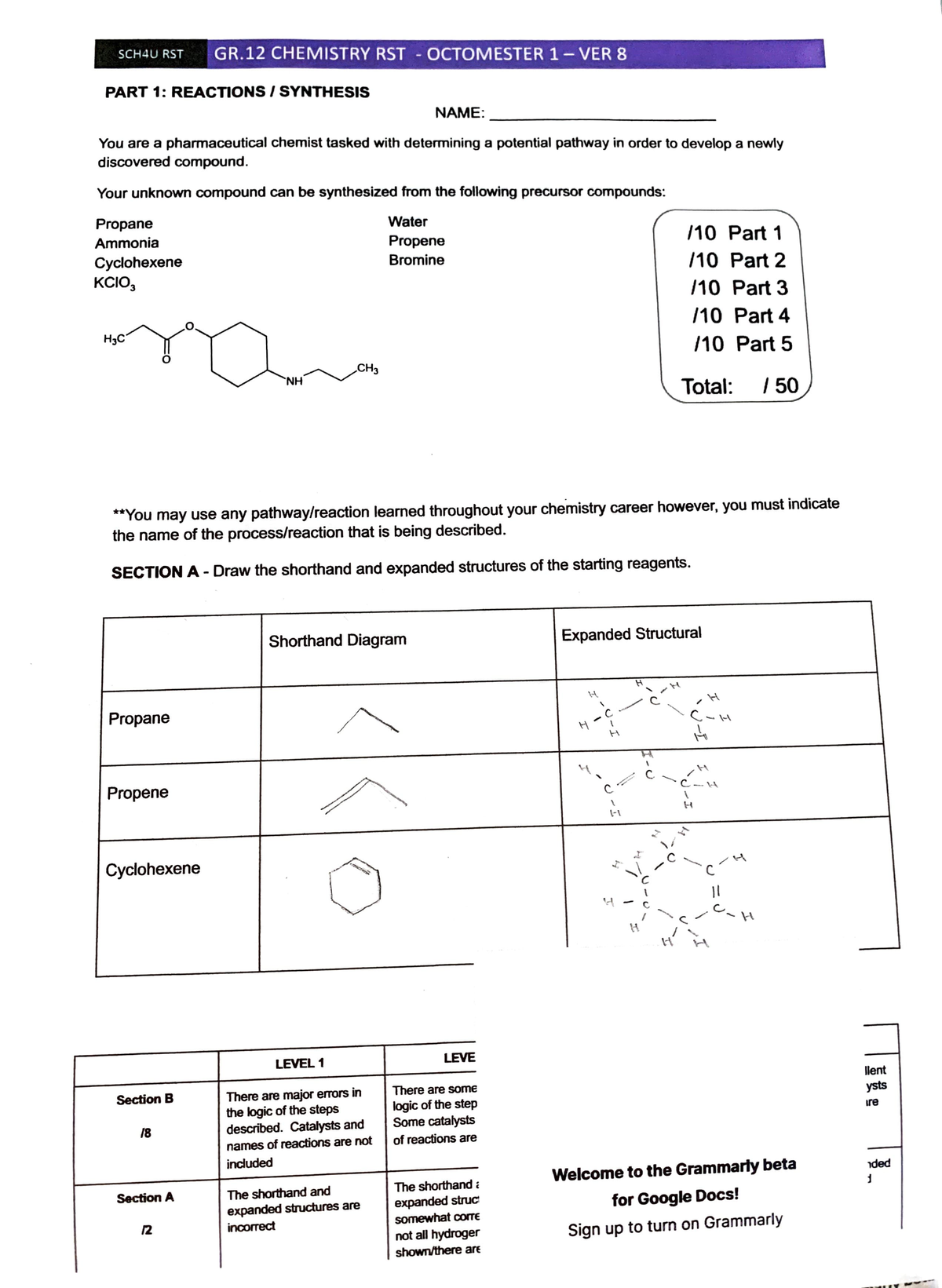 Chemistry Rst - SCH-IU RST GR. 12 CHEMISTRY RST - OCTOMESTER 1-VER 8 ...