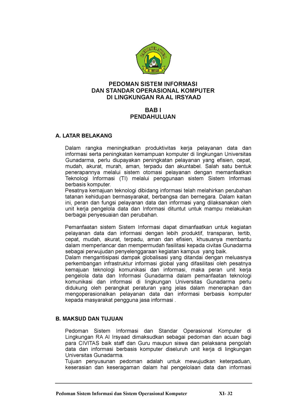 Pedoman Sistem Informasi Dan Standar Operasional Komputer - PEDOMAN ...