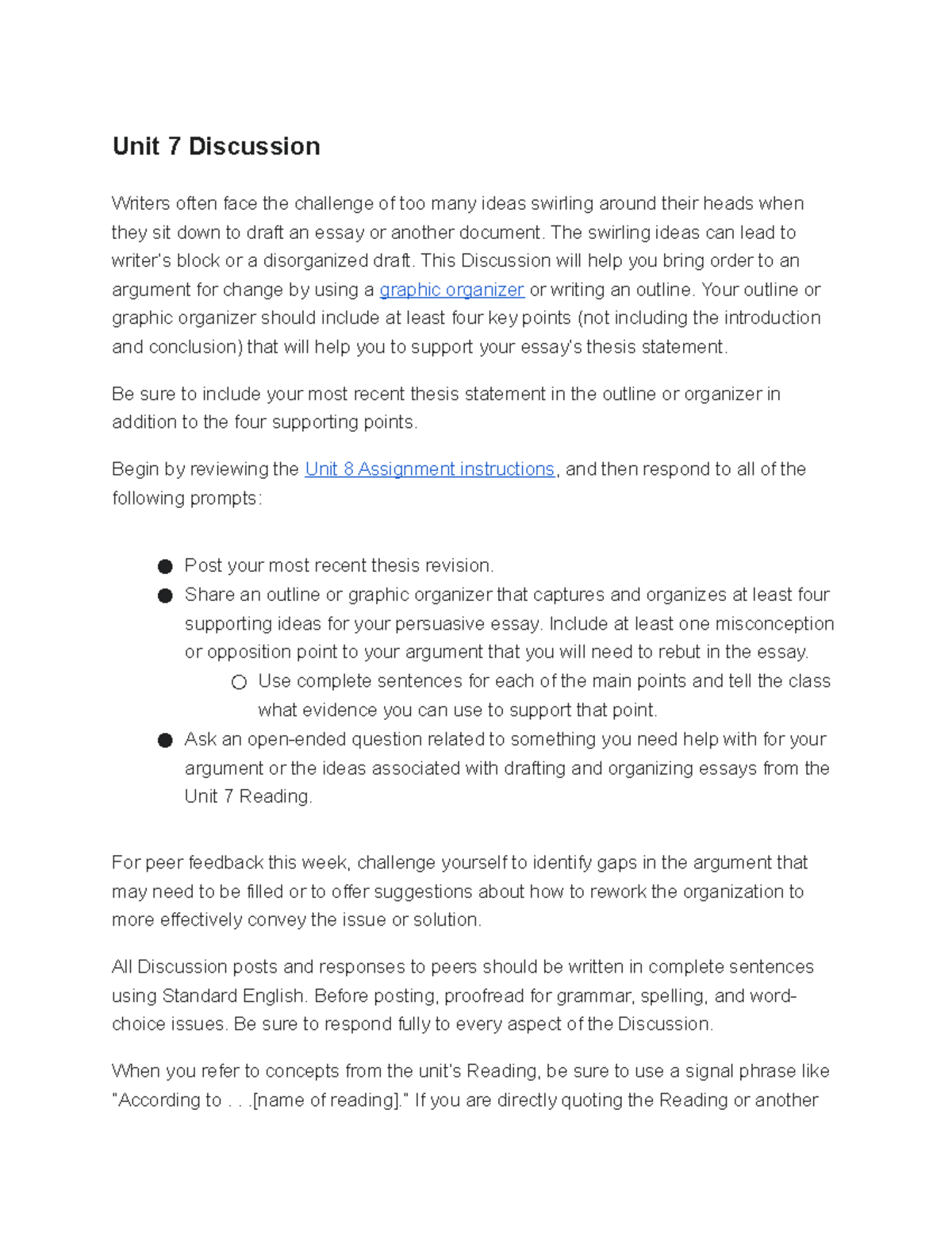 CM220 Comp Ll Unit 7 Discussion - Unit 7 Discussion Writers Often Face ...