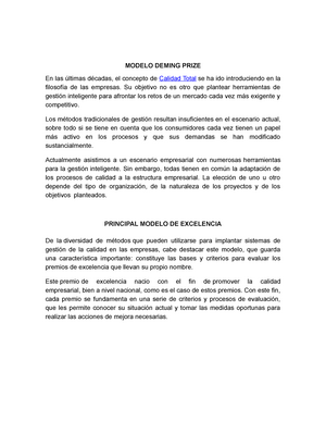 Deming prize calidad total - MODELO DEMING PRIZE En las últimas décadas, el  concepto de Calidad - Studocu