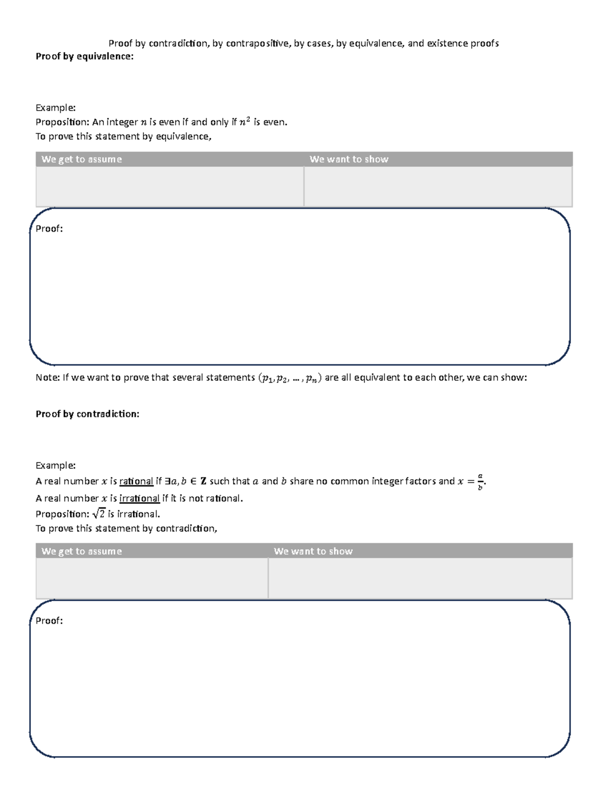 Contradiction, Contrapositive, Cases, and Equivalence Proofs - Proof by ...