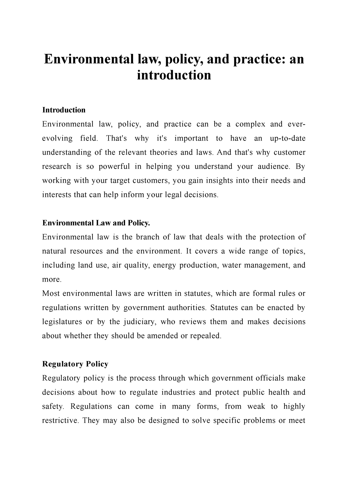 write an essay on environmental laws