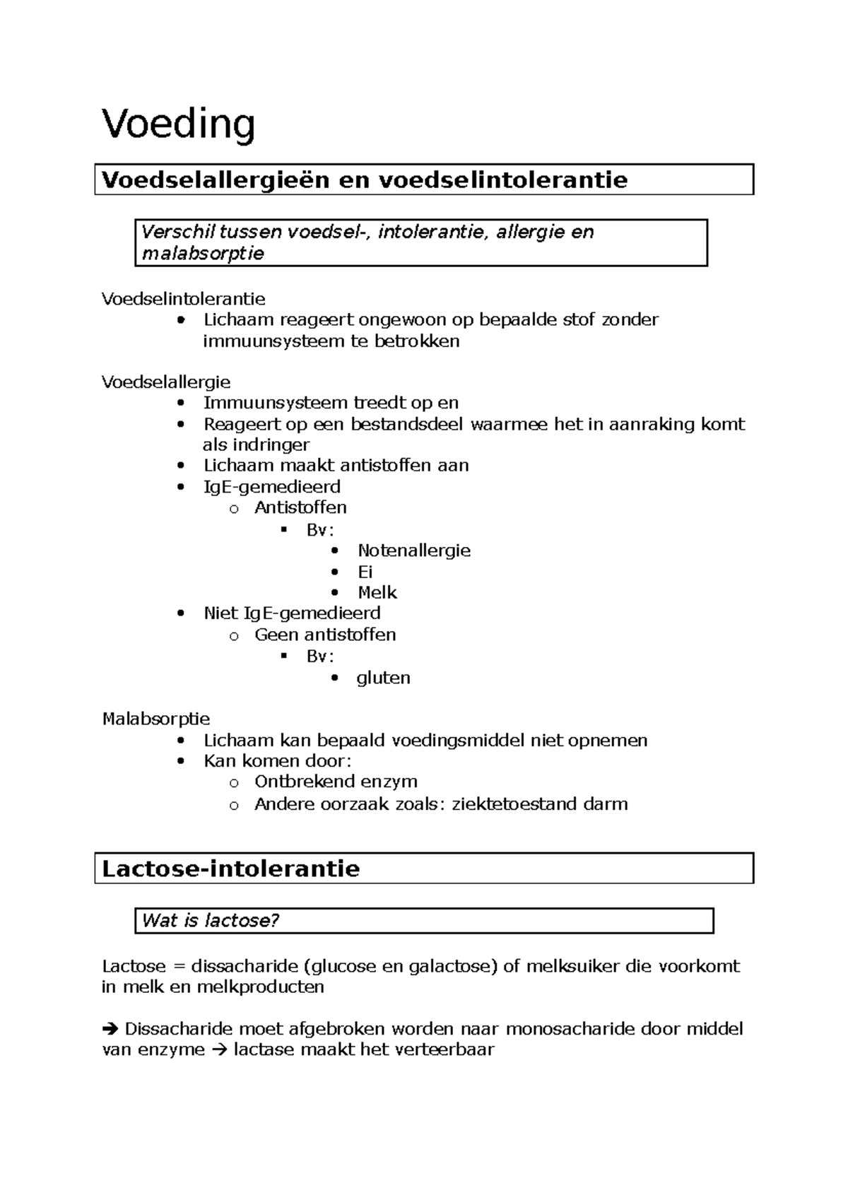 Voeding Samenvatting - Voeding Voedselallergieën En Voedselintolerantie ...