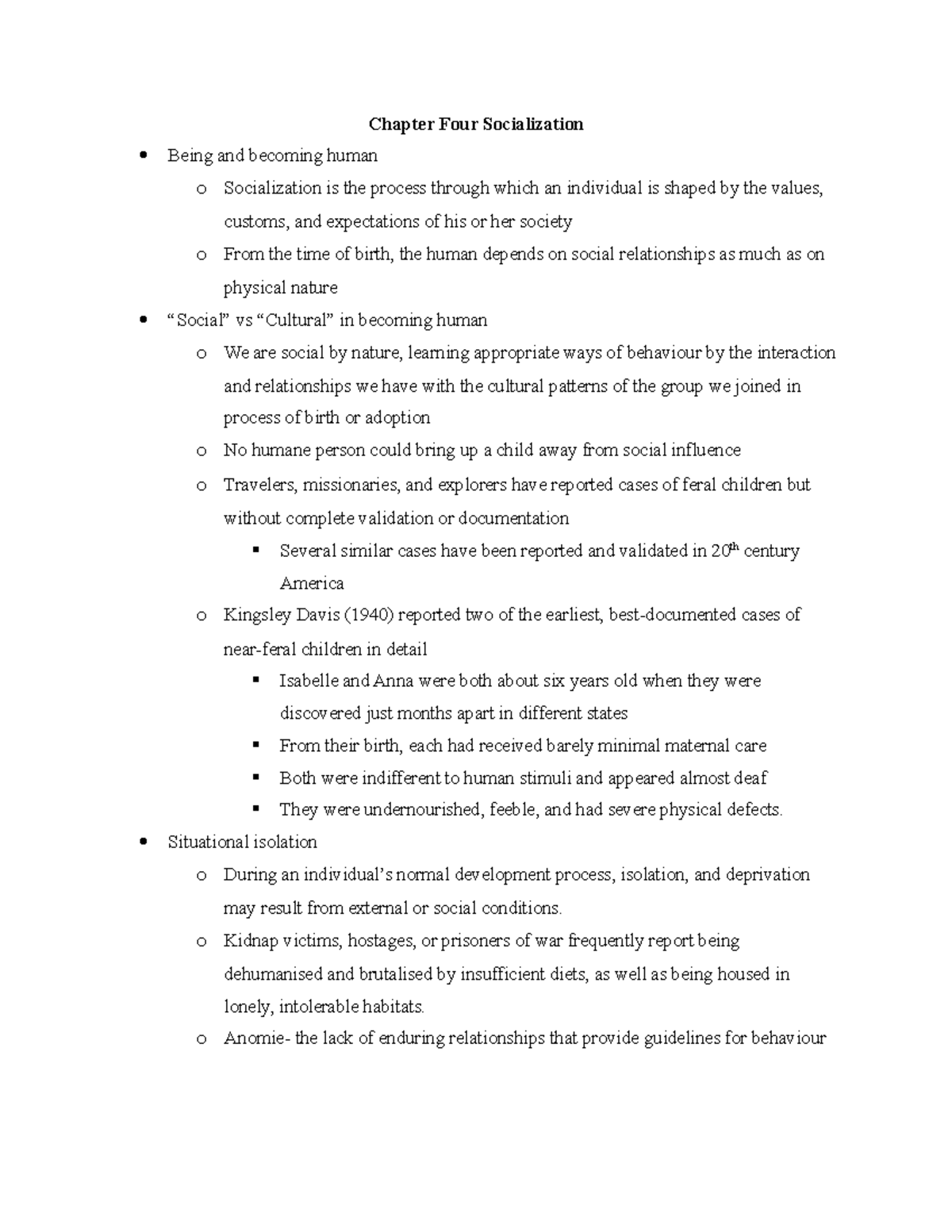 Chapter Four Socialization Textbook - Chapter Four Socialization Being ...