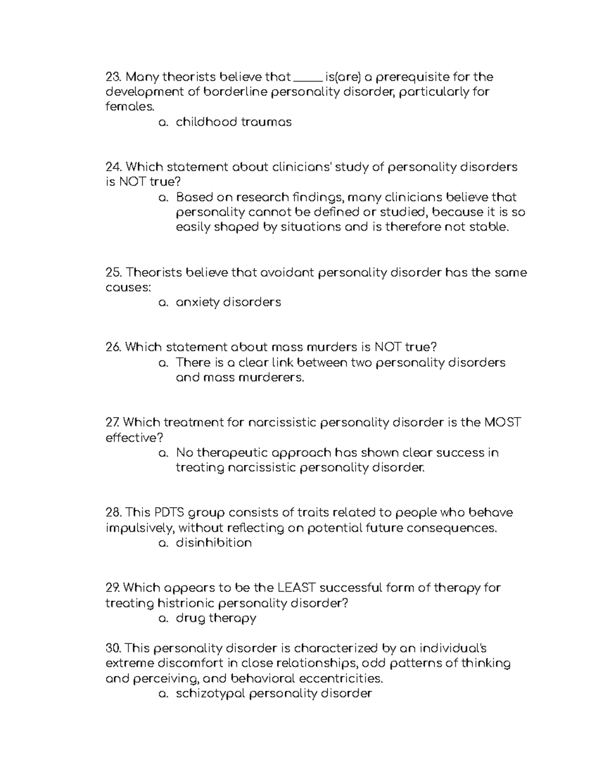 Chapter 13 abnomral psych quizlet questions pt 2. - Many theorists ...