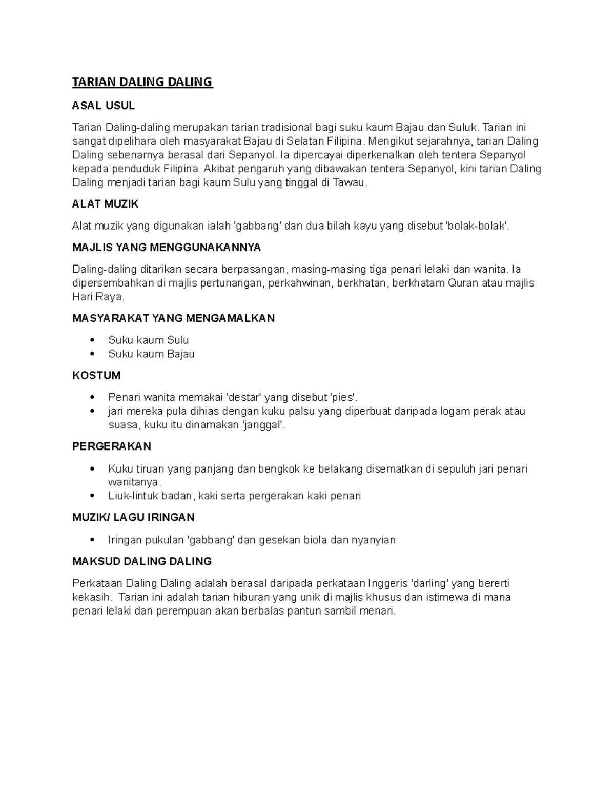 Tarian Daling Daling - TARIAN DALING DALING ASAL USUL Tarian Daling ...