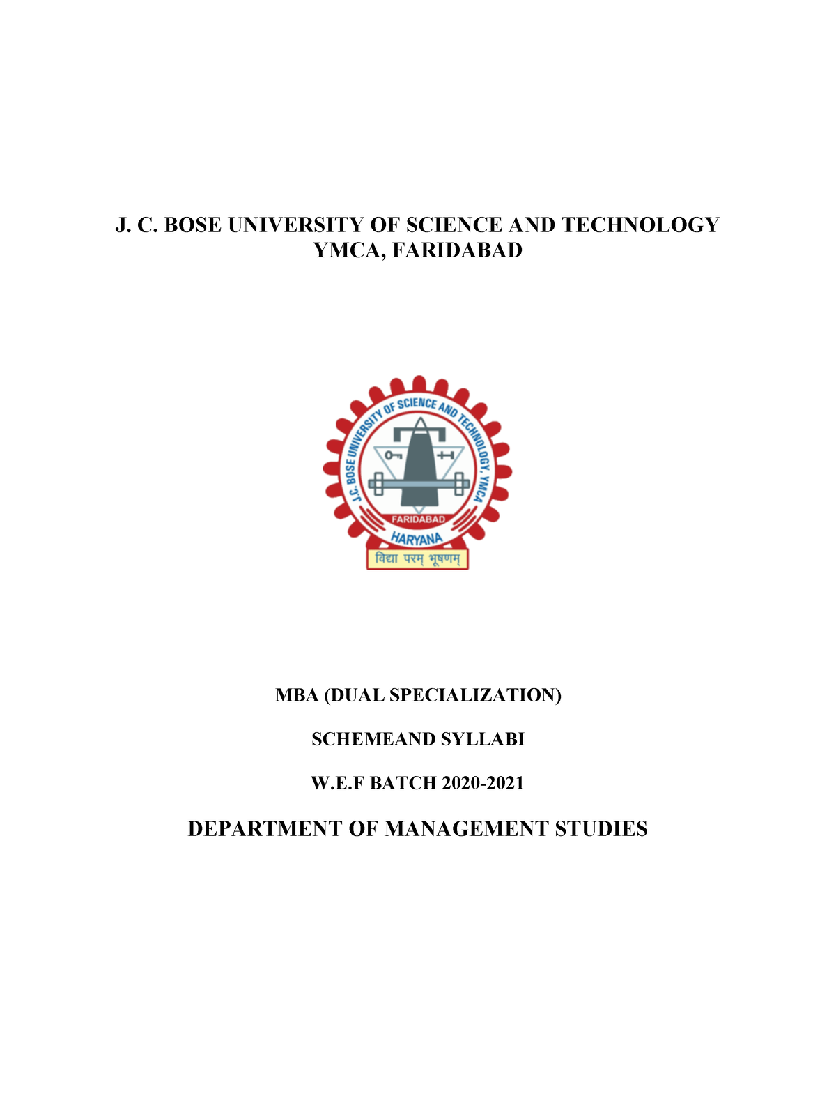 Latest syllabus MBA - No comments - J. C. BOSE UNIVERSITY OF SCIENCE ...