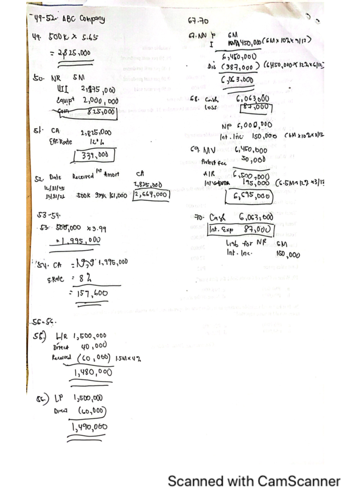 Solman- Intacc- Finals - ABC Company 67 49. 500k x 5 67 p 6M I Dis ) 50 ...