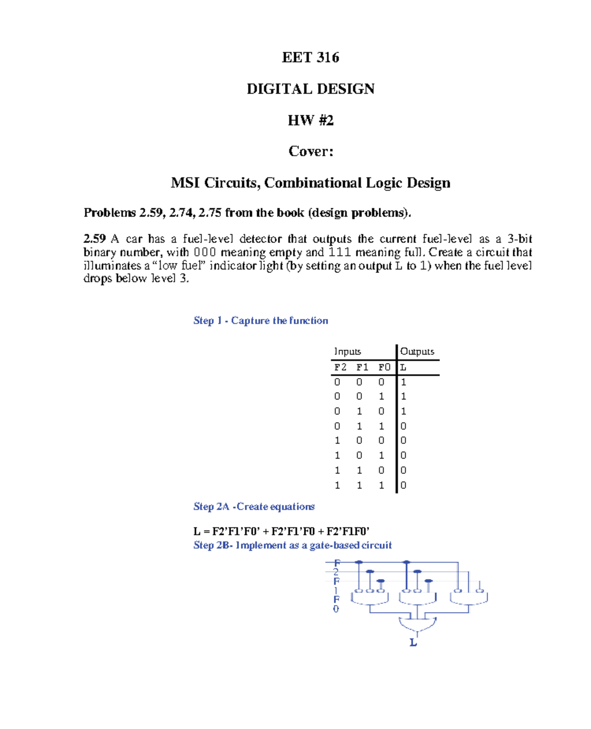 EET 316-Hw2-solution - EET 316-Hw2-solution - EET 316 DIGITAL DESIGN HW ...