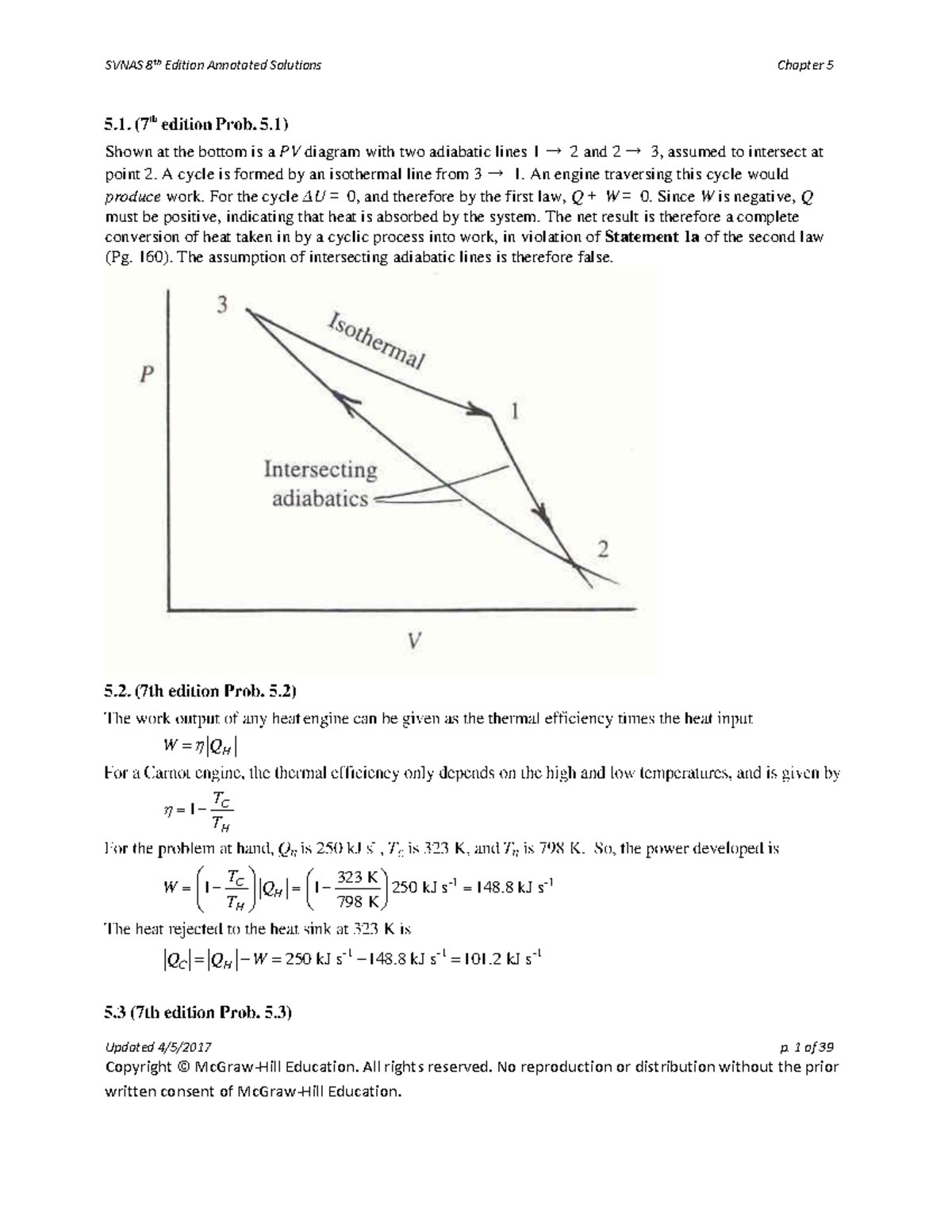 Svnas 8e ISM Chapter 05 - Chemical Engineering Thermodynamics Practice ...