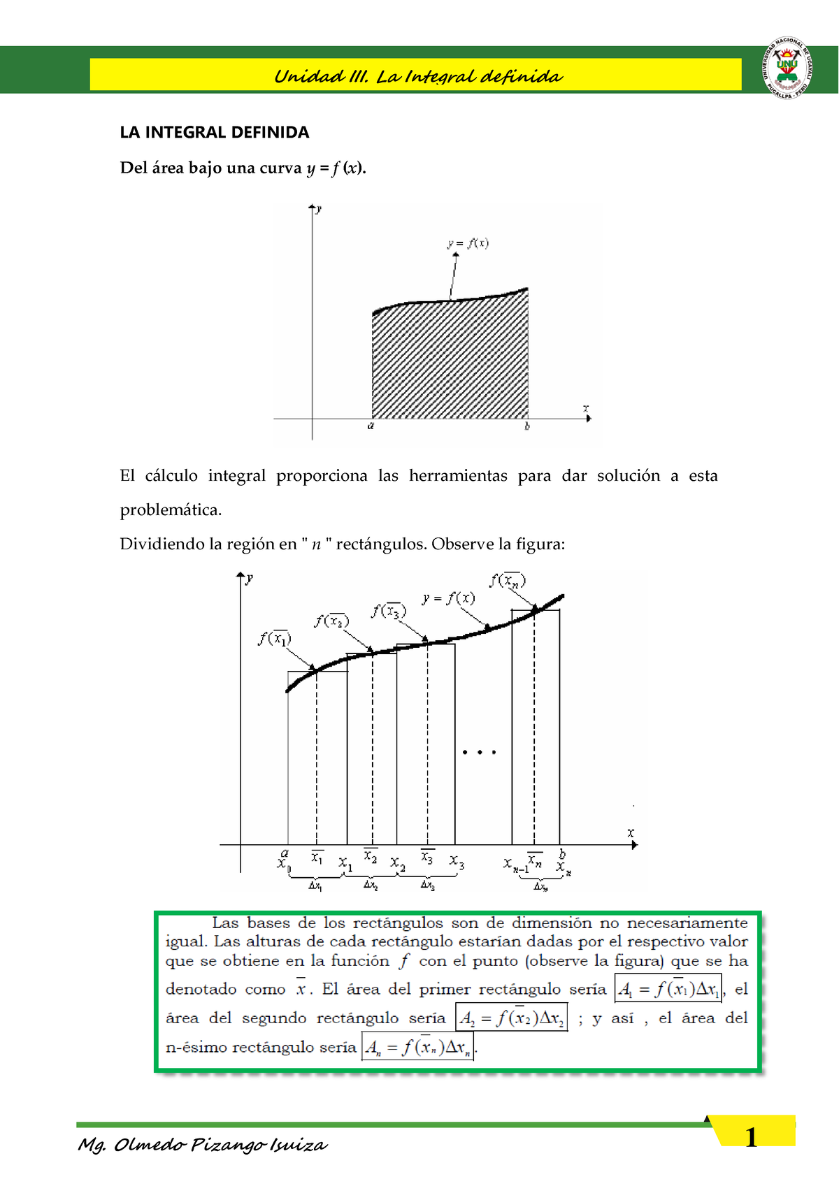 LA Integral Definida - LA INTEGRAL DEFINIDA Del ·rea Bajo Una Curva Y ...