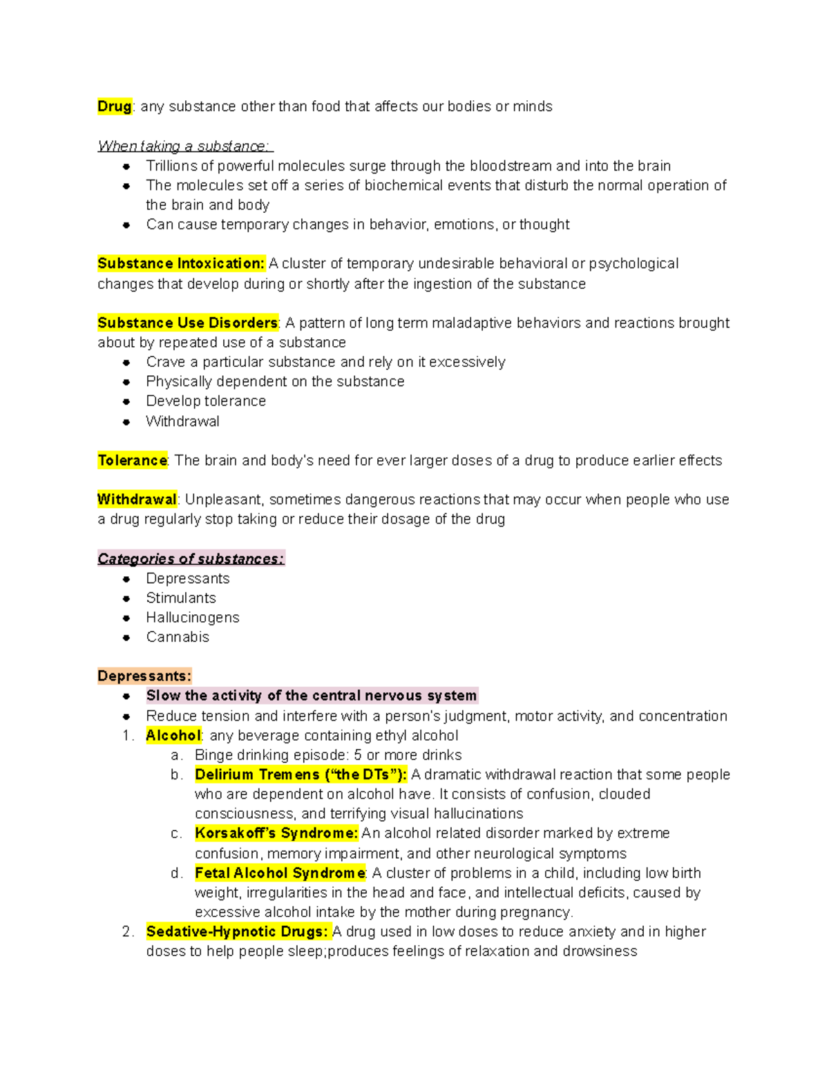 Ch10 Substance Use and Addiction Disorders - Drug: any substance other ...