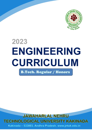 Highlighted Jntuk R23 - ENGINEERING CURRICULUM 2023 B. Regular / Honors ...