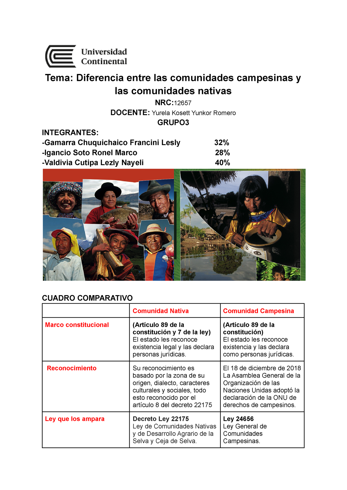 Comunidad Campesina Y Nativa - Tema: Diferencia Entre Las Comunidades ...