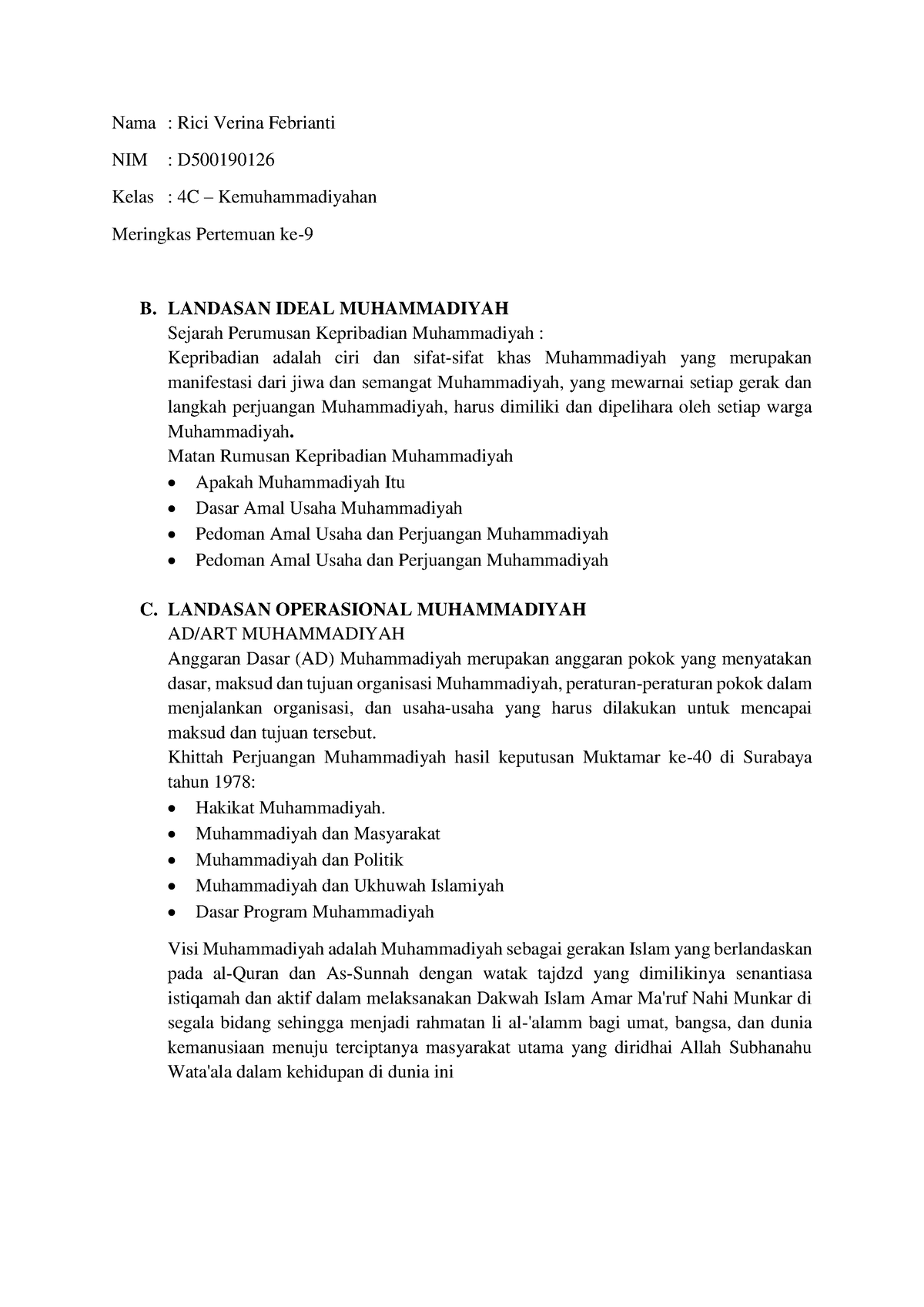 4 - 2021 Tugas Kemuhammadiyahan Landasan Ideal Muhammadiyah Dan ...