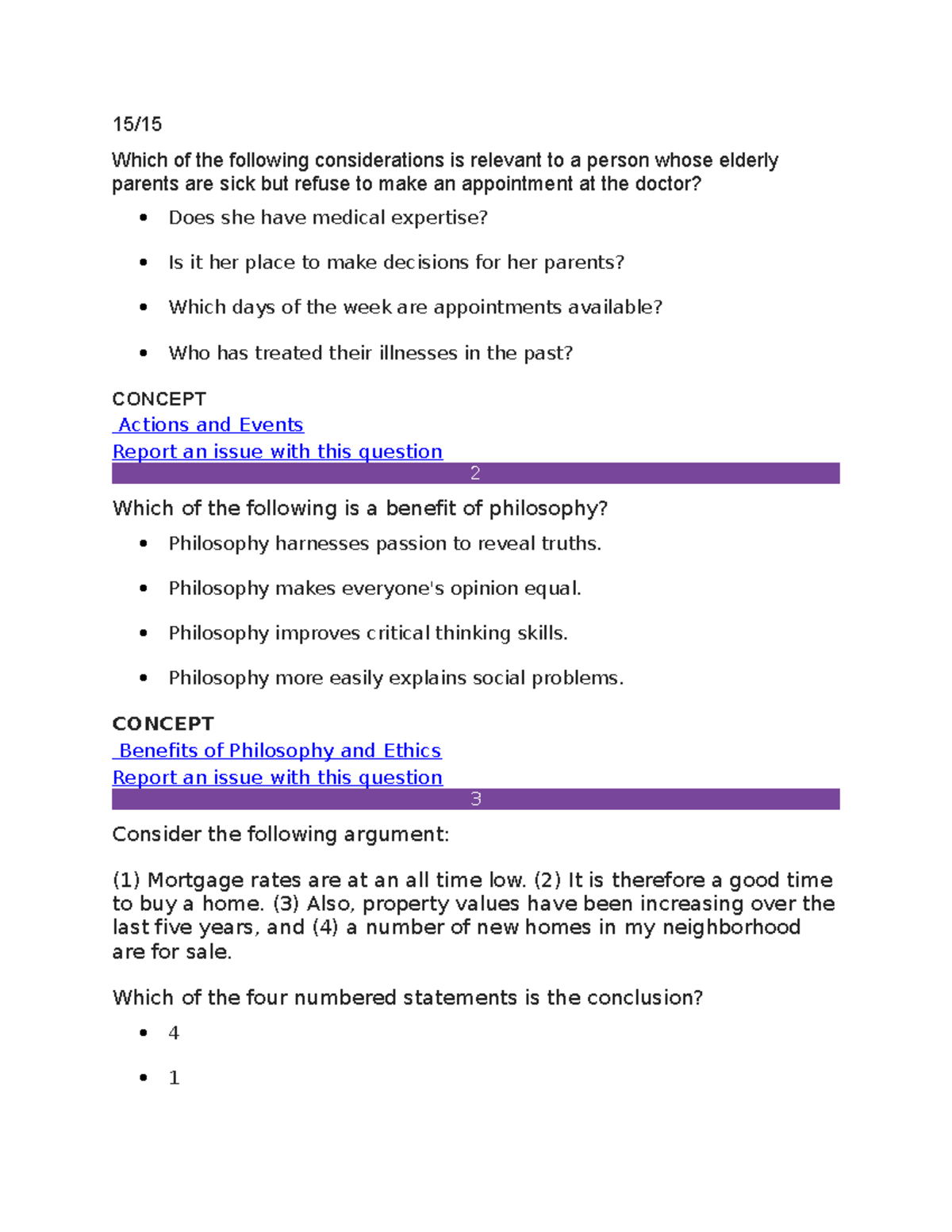 Unit 1 Milestone - intro to ethics - 15/ Which of the following ...
