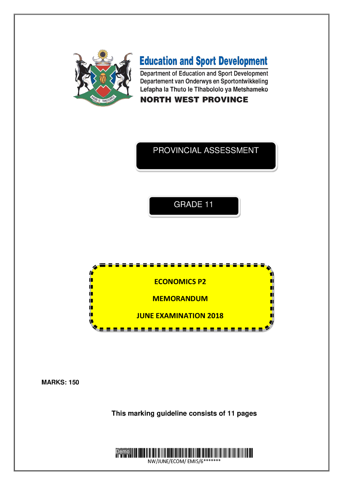 economics grade 11 assignment 2020 term 1 memorandum