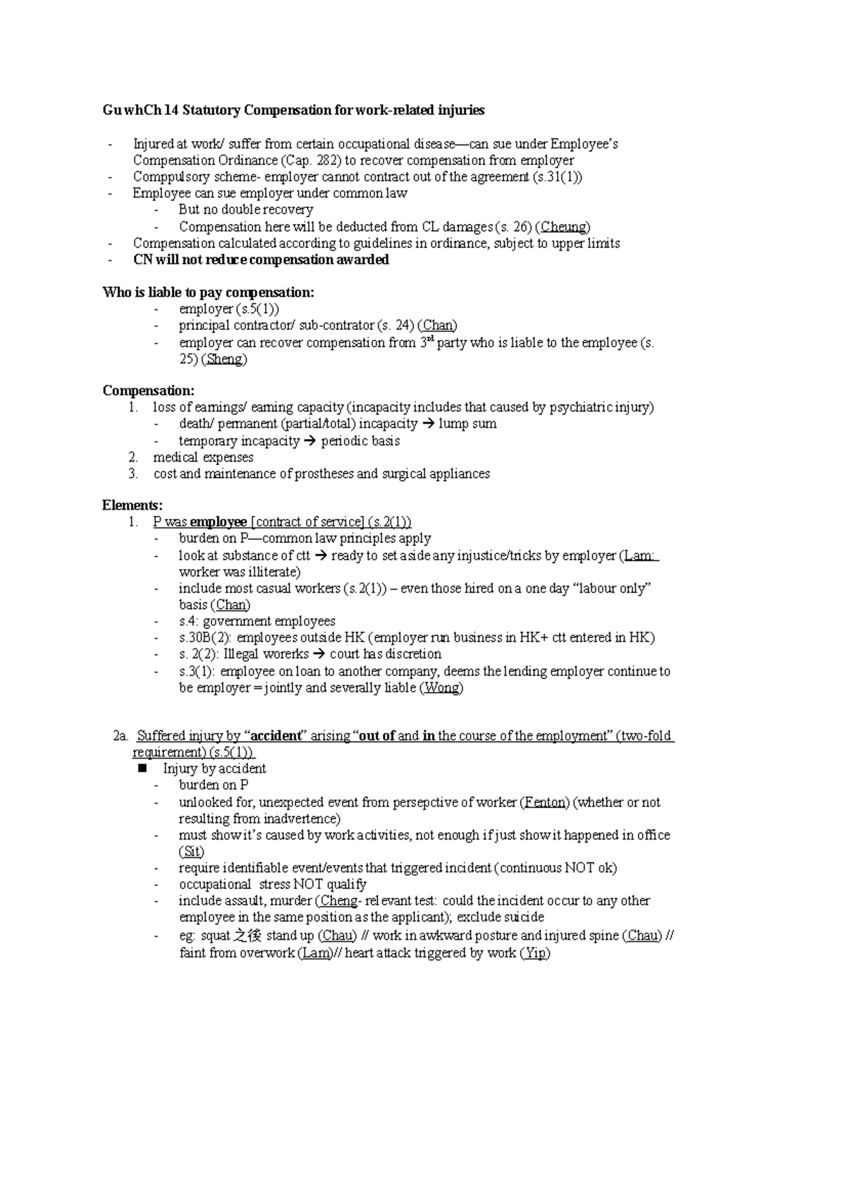 Statutory Compensation for work - Gu whCh 14 Statutory Compensation for ...