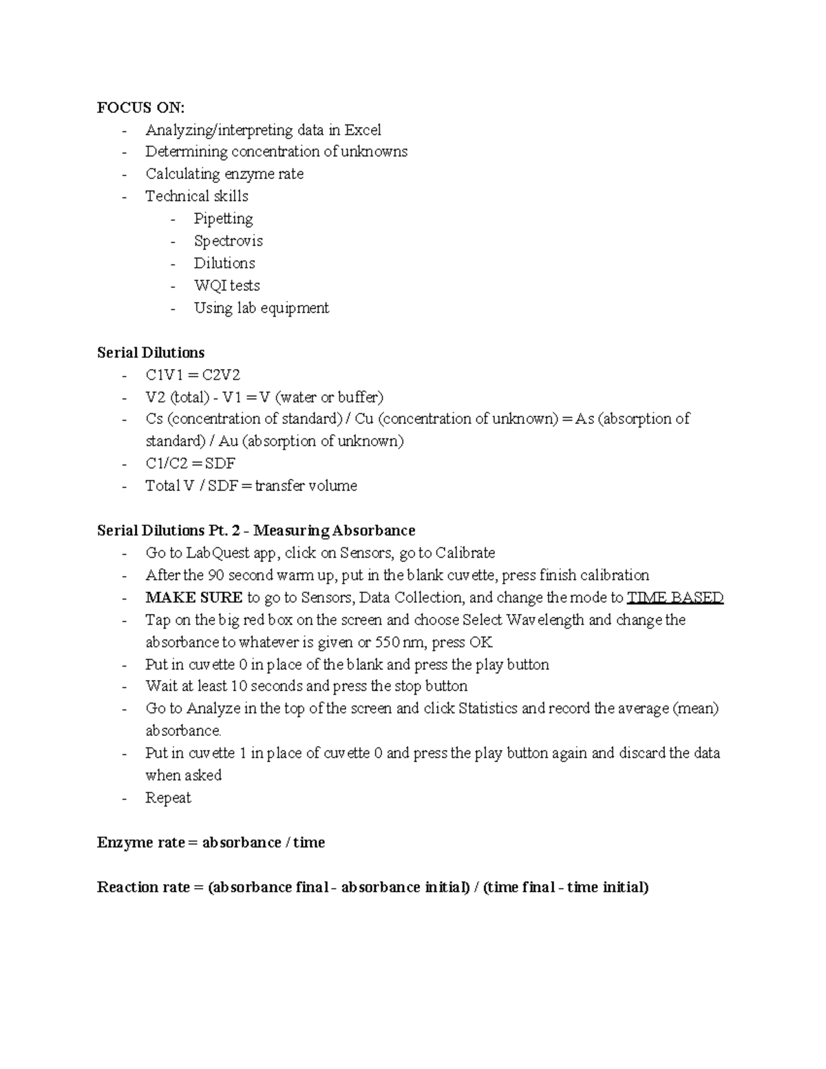 Biology Lab Practical Midterm Study Guide - FOCUS ON: Analyzing ...