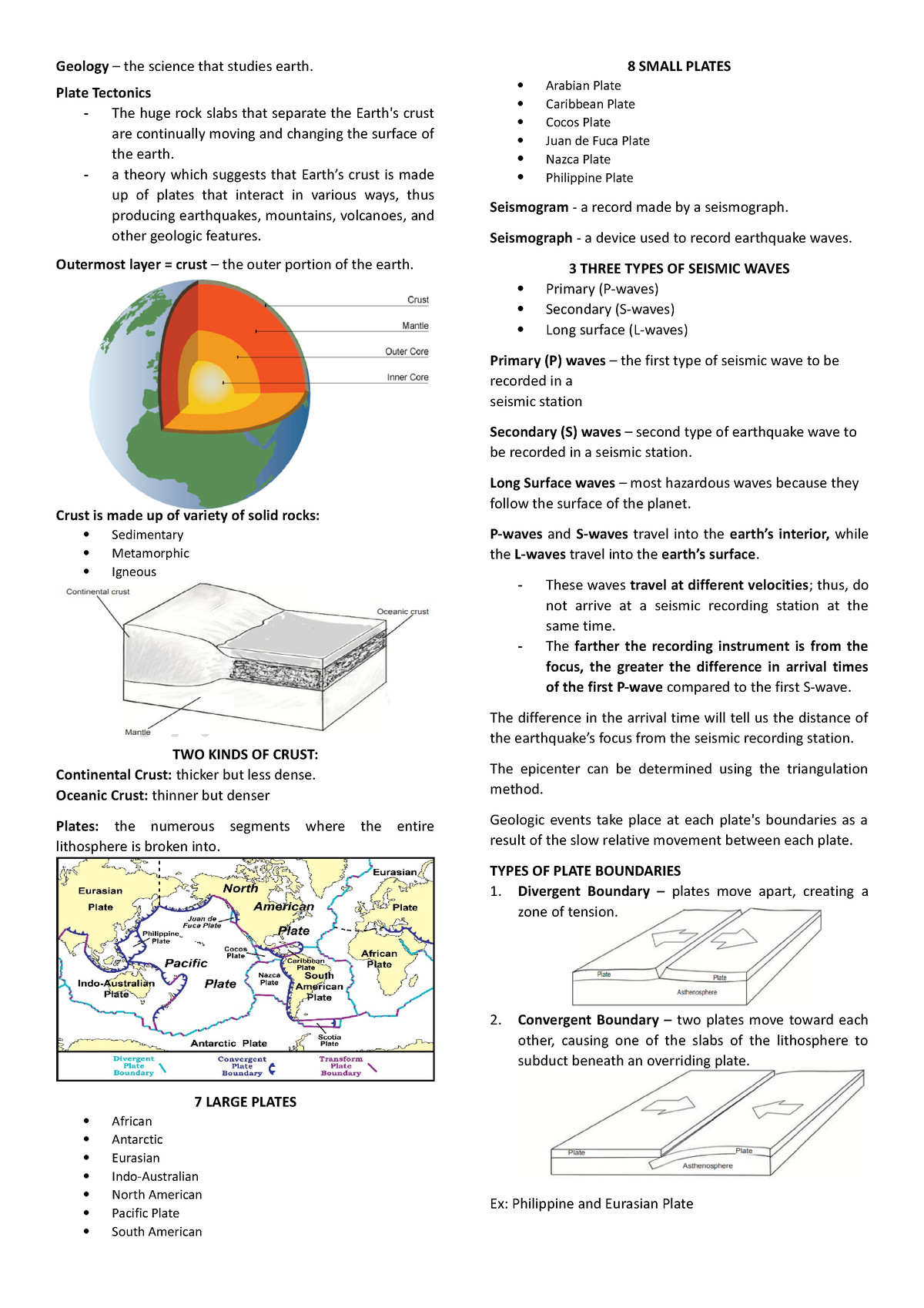 Plate Tectonics - Notes - Geology – The Science That Studies Earth ...