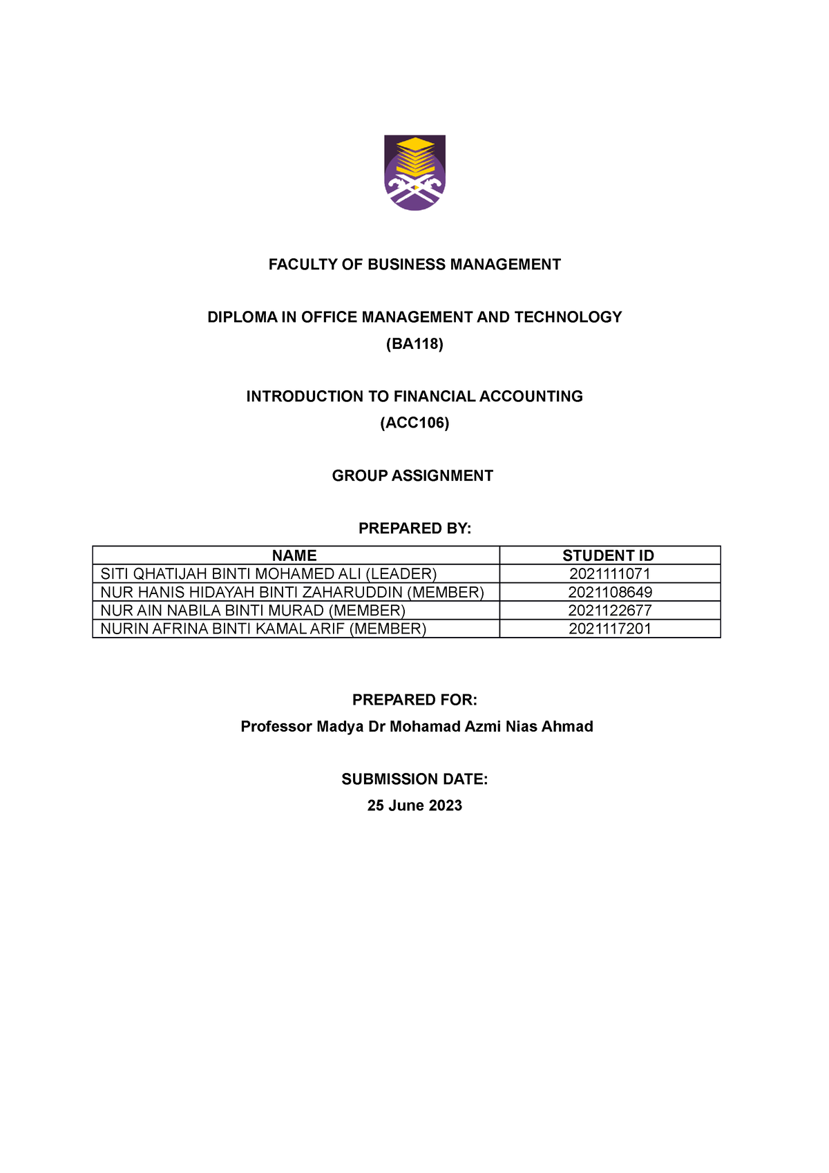 acc106 group assignment