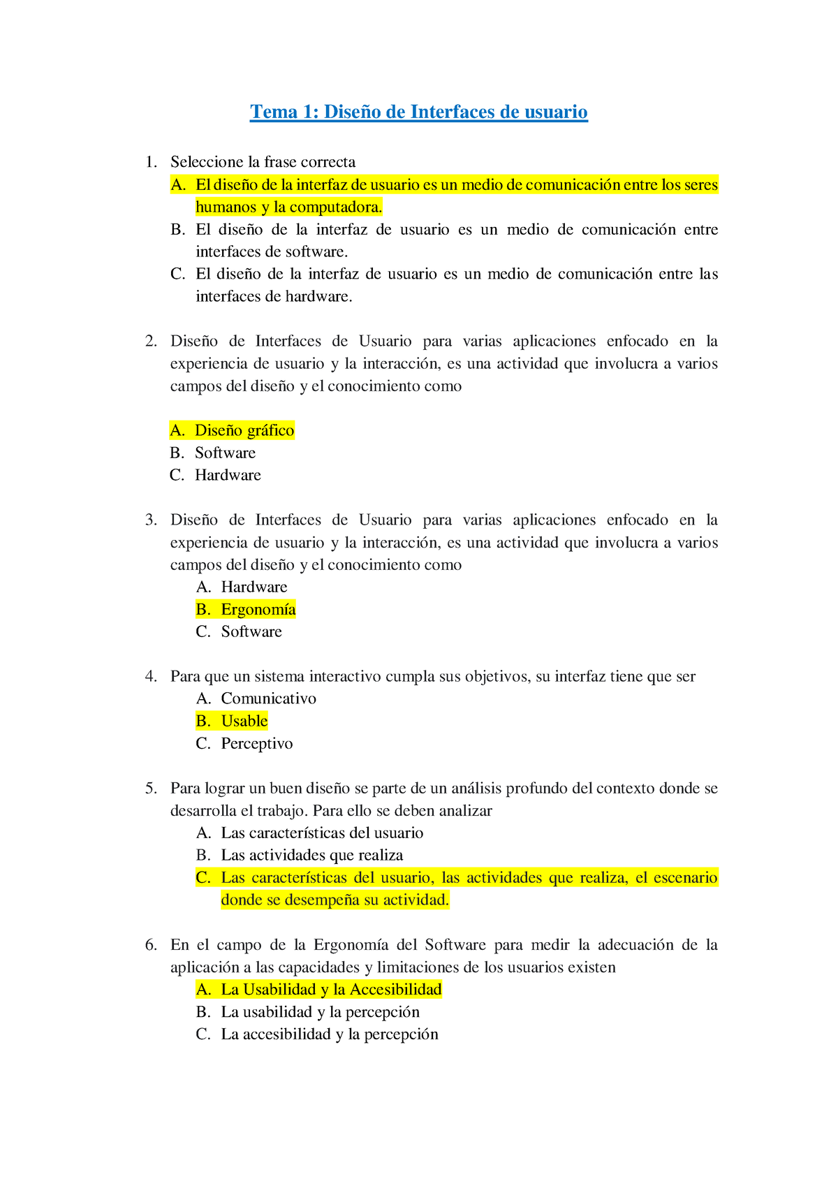 Autoevaluaciones Interfaz Y Multimedia Completos - Tema 1: Diseño De ...