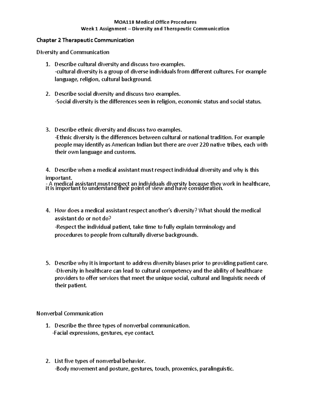 Week 1 Assignment Worksheet - Week 1 Assignment – Diversity And ...