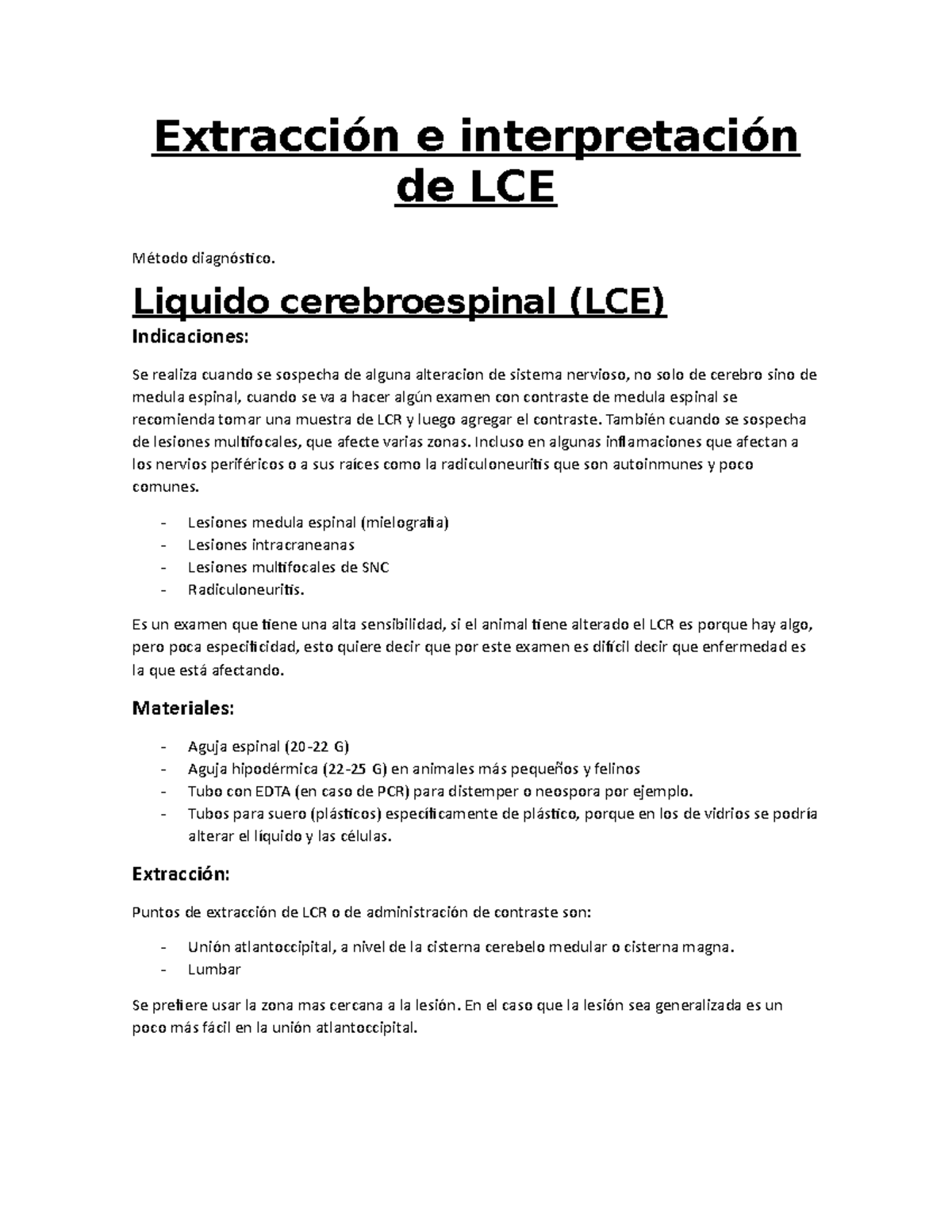 Líquido cerebro espinal - Extracción e interpretación de LCE Método ...