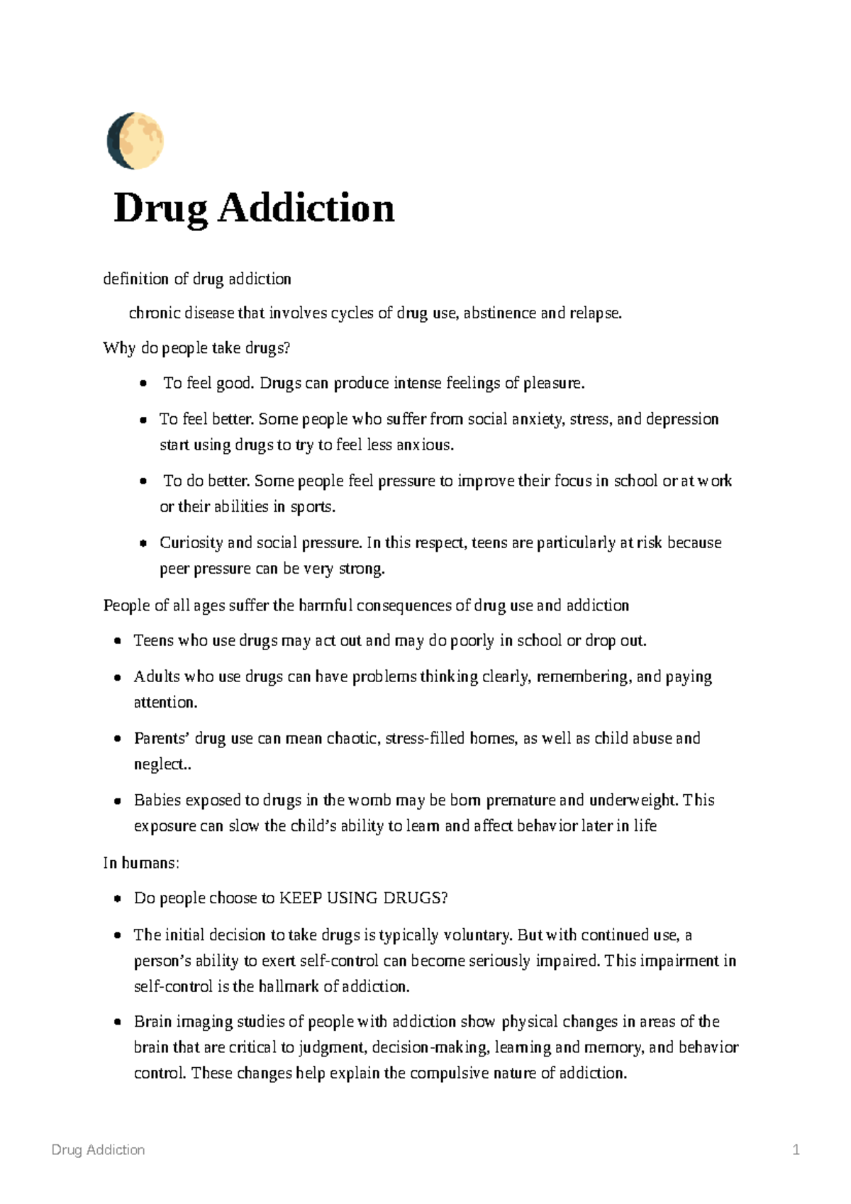 Drug Addiction notes - Drug Addiction definition of drug addiction ...