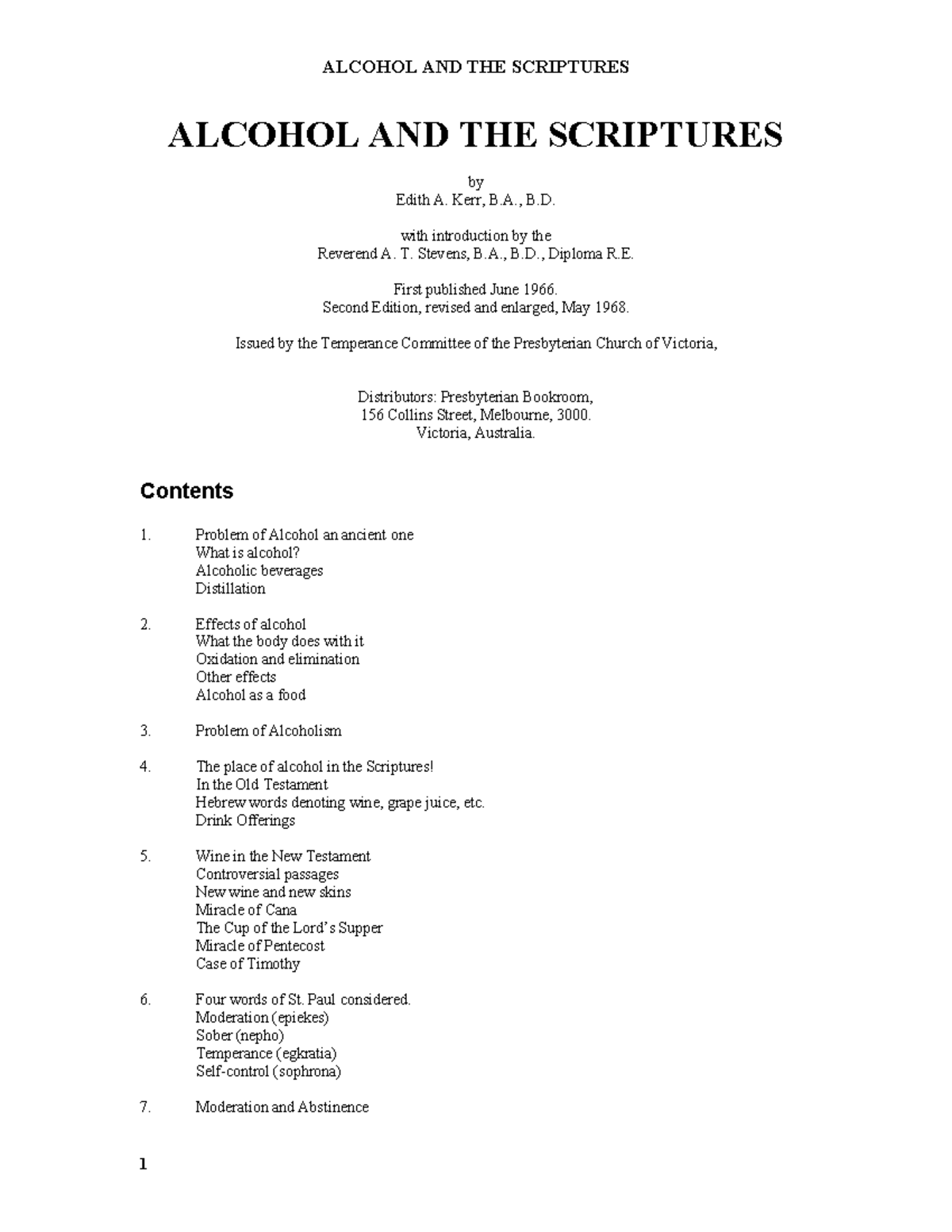 Alcohol AND THE Scriptures - ALCOHOL AND THE SCRIPTURES by Edith A ...