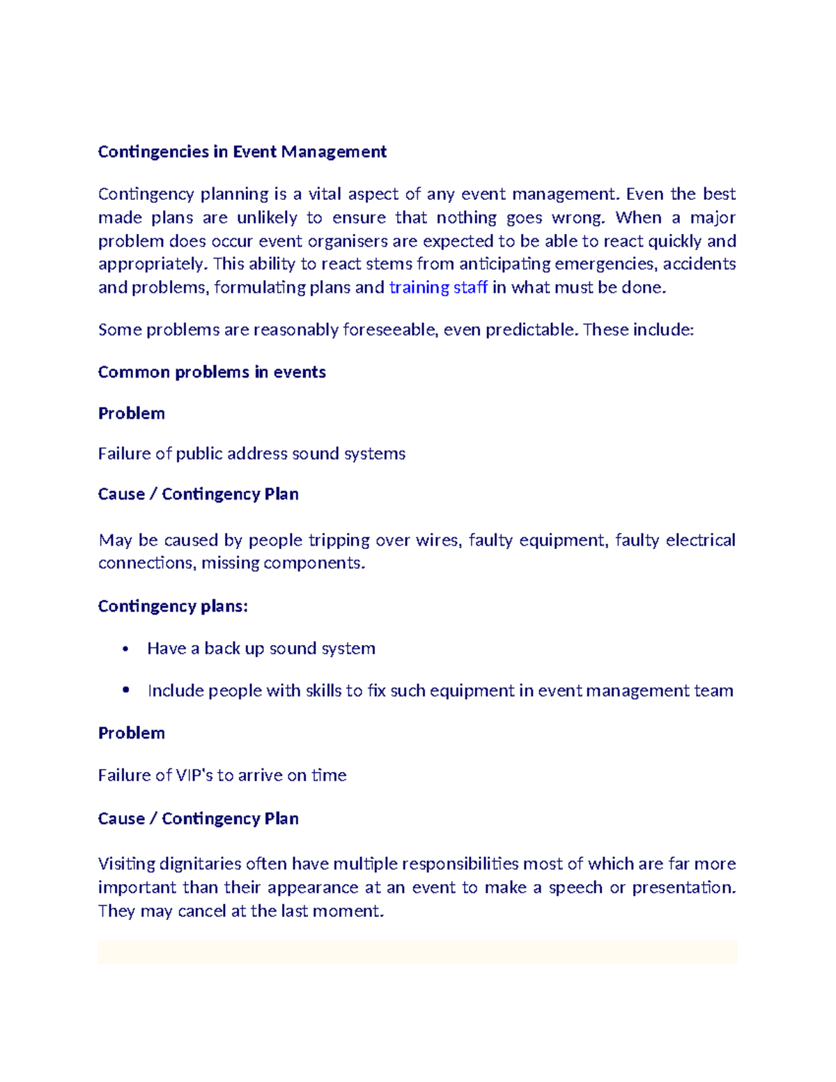 Contingencies - Contingency - Contingencies in Event Management ...